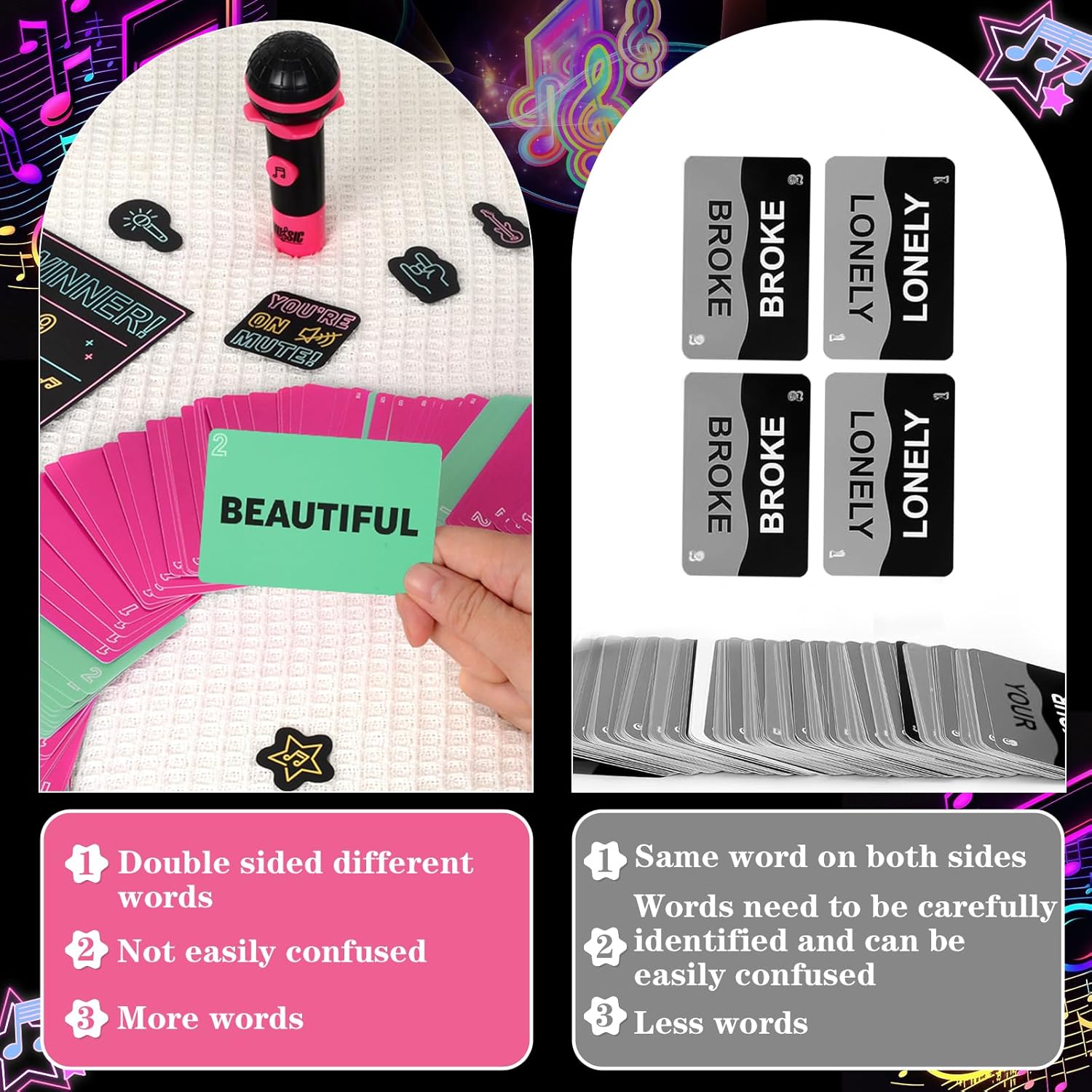 Music Board Games for Family Night, Family Karaoke Game, 10+ Year Olds, 2-10 Players - with 250 Lyrics (125 Cards) for Hilarious Game Nights & Birthday Party, Kids Gift