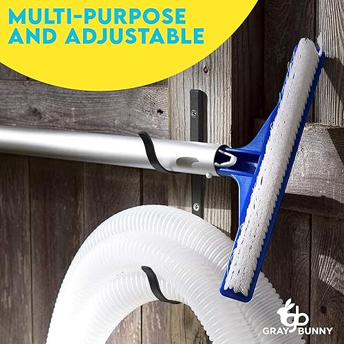 Miniatura 5 de Gray Bunny Gancho para poste de piscina, 2 piezas de aluminio negro de alta calidad para postes telescópicos, skimmers, rastrillos de hojas, redes,