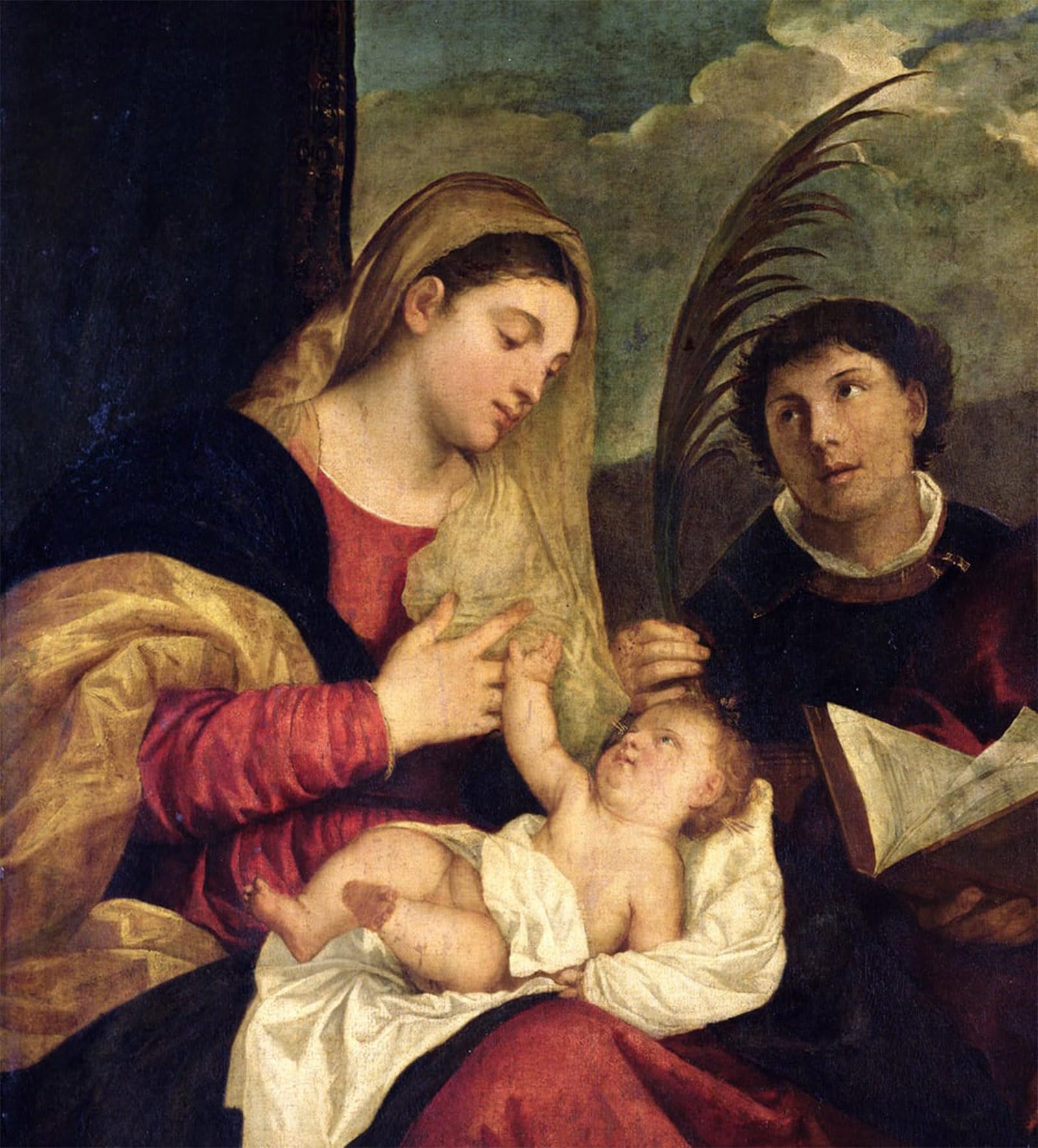 POSTERIIk Famous Animal Posters Vintage Picture Lady and Child with Ss Stephen and Maurice by Tiziano Vecelli Modern Wall Decor for Home Decor 60x90cm