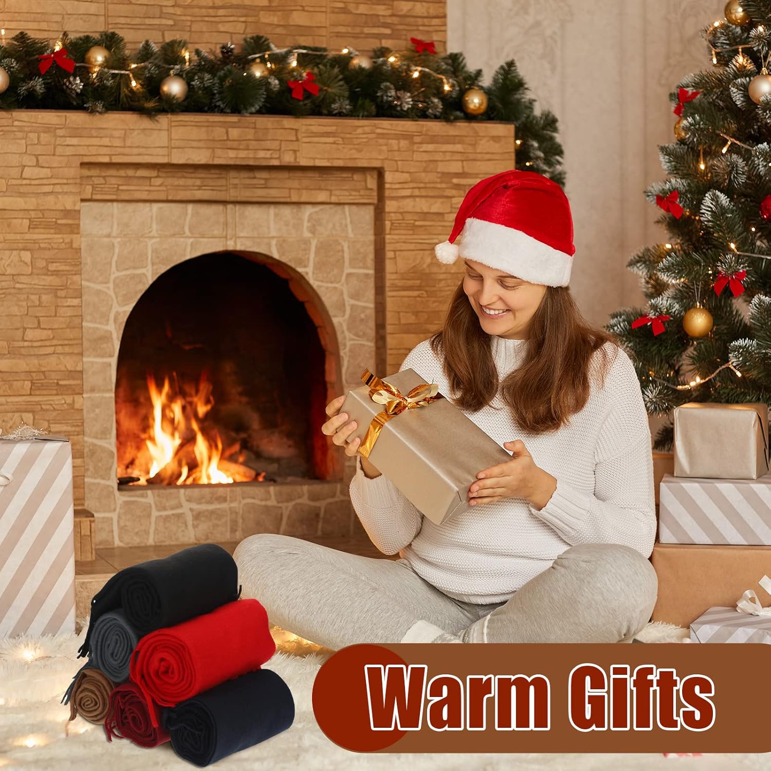 12 Pcs Soft Winter Scarf Thick Warm Scarf for Men Women Children Women's Knit Cold Weather Scarves Tassel Edge Men's Scarves - Image 5