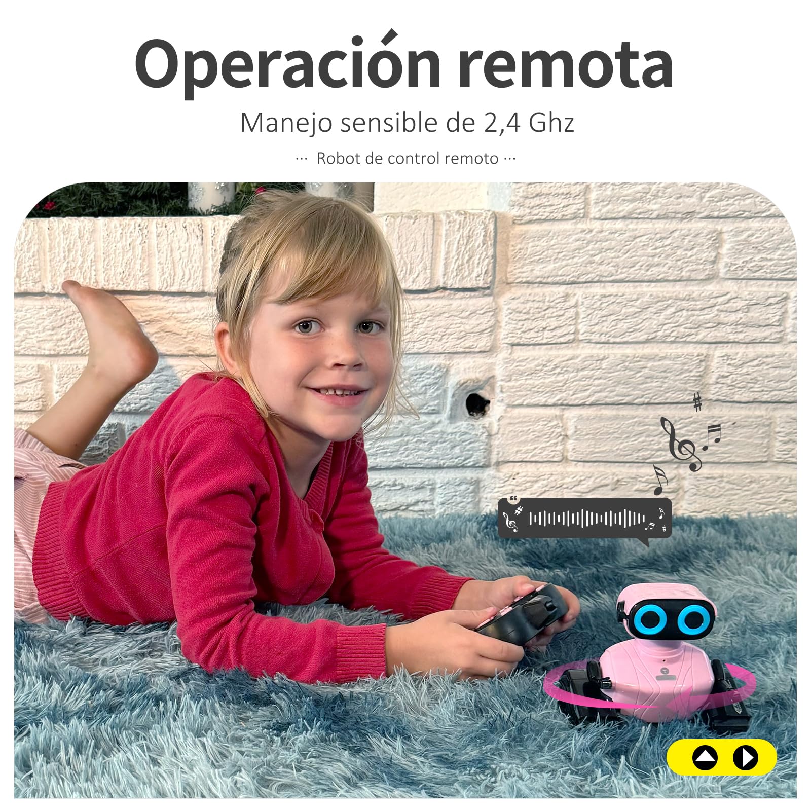 GILOBABY Robot Juguete, Control Remoto de 2,4 GHz Robots para Niños con Ojos LED, Brazos Flexibles, Sonido y Baile, Juego Educativo Regalo de Cumpleaños para Niños y Niñas más de 3 años (Rosa)