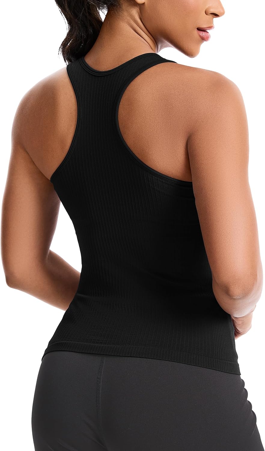 MathCat Women's Workout Tank Top with Built-in Bra, Slight V-Neck Racerback Sports Shirt, Breathable Athletic Camisole - Image 3