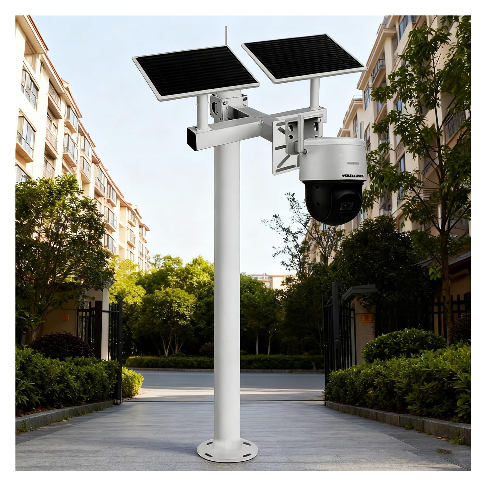 staffa per telecamera esterna Pali universali per telecamere di sicurezza per montaggio su palo di sorveglianza segmentato esterno, colonna portante per CCTV per vialetti(Double,Height 4m/13 ft)