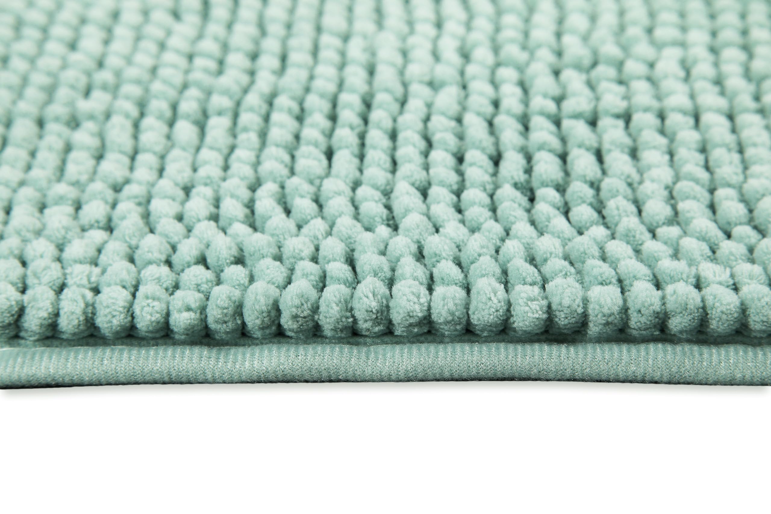 Wecon Home Balu getufteter Badteppich, 80 x 150 cm, Mint grün | moderner Chenille Badteppich, rutschfest, Waschbar, Saugfähig, Stilvoll für jedes Badezimmer
