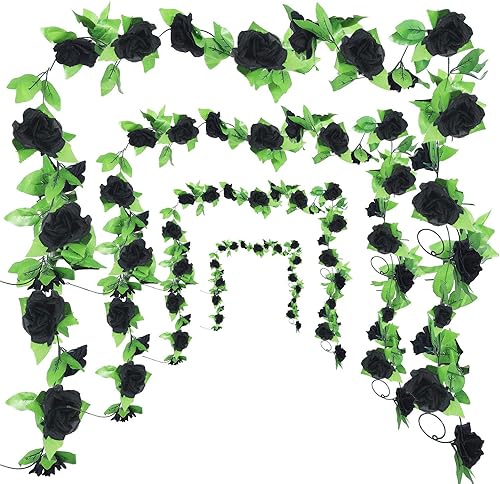 WILLBOND 4 piezas de 7.7 pies de vid artificial de rosas artificiales con flores, guirnalda de rosas, decoración vintage de flores sintéticas para