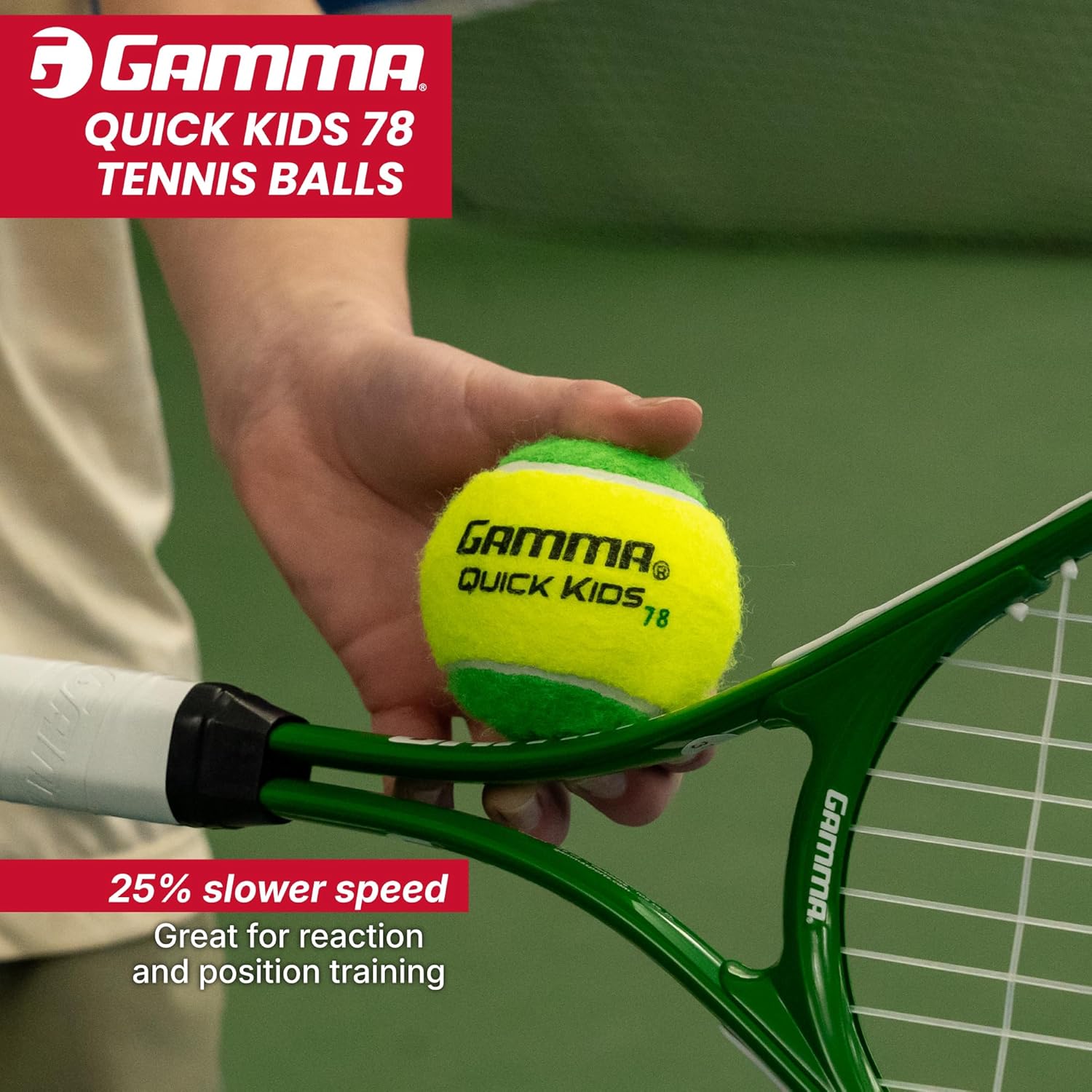 GAMMA Quick Kids Training Tennis Balls for Kids & Beginners, Low-Compression Core Reduces Speed & Bounce, Great for Tennis Practice, USTA & ITF Approved for 10 & Under Tournaments Parent