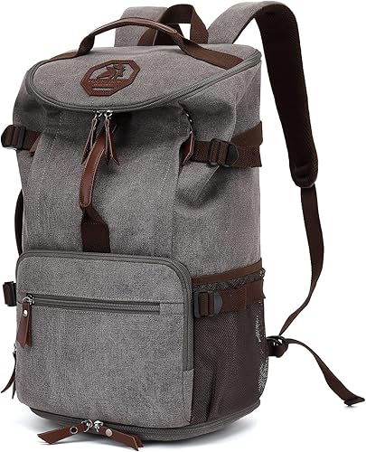 Gym Duffle Bag Backpack 4-Way Vintage canvas with Shoes Compartment for travel Sport Hiking laptop (Vintage grey) X-Large