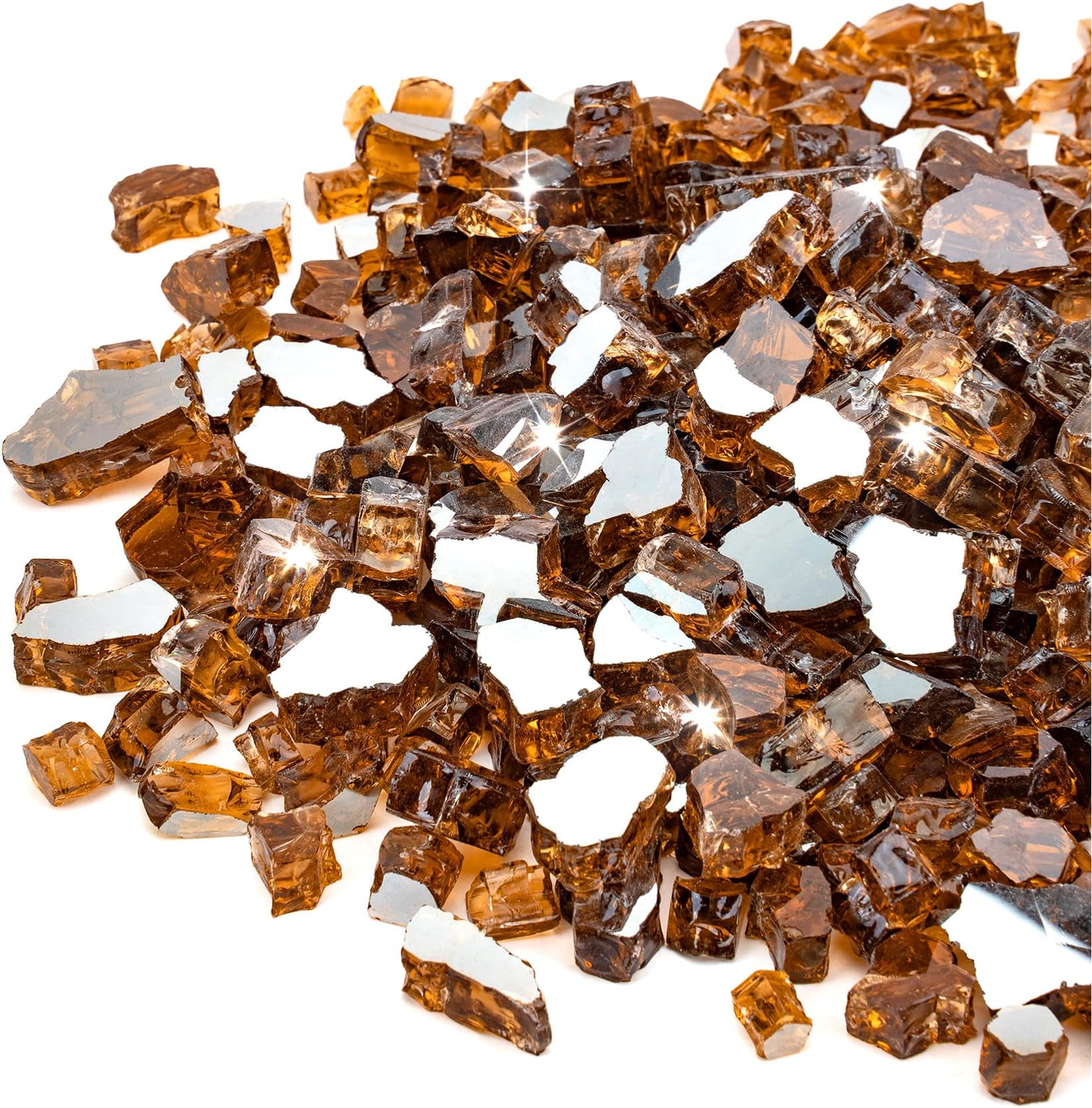 Stanbroil 10-Pound Fire Glass - 1/2 inch Reflective Tempered Fire Glass for Fireplace Fire Pit, Copper Reflective