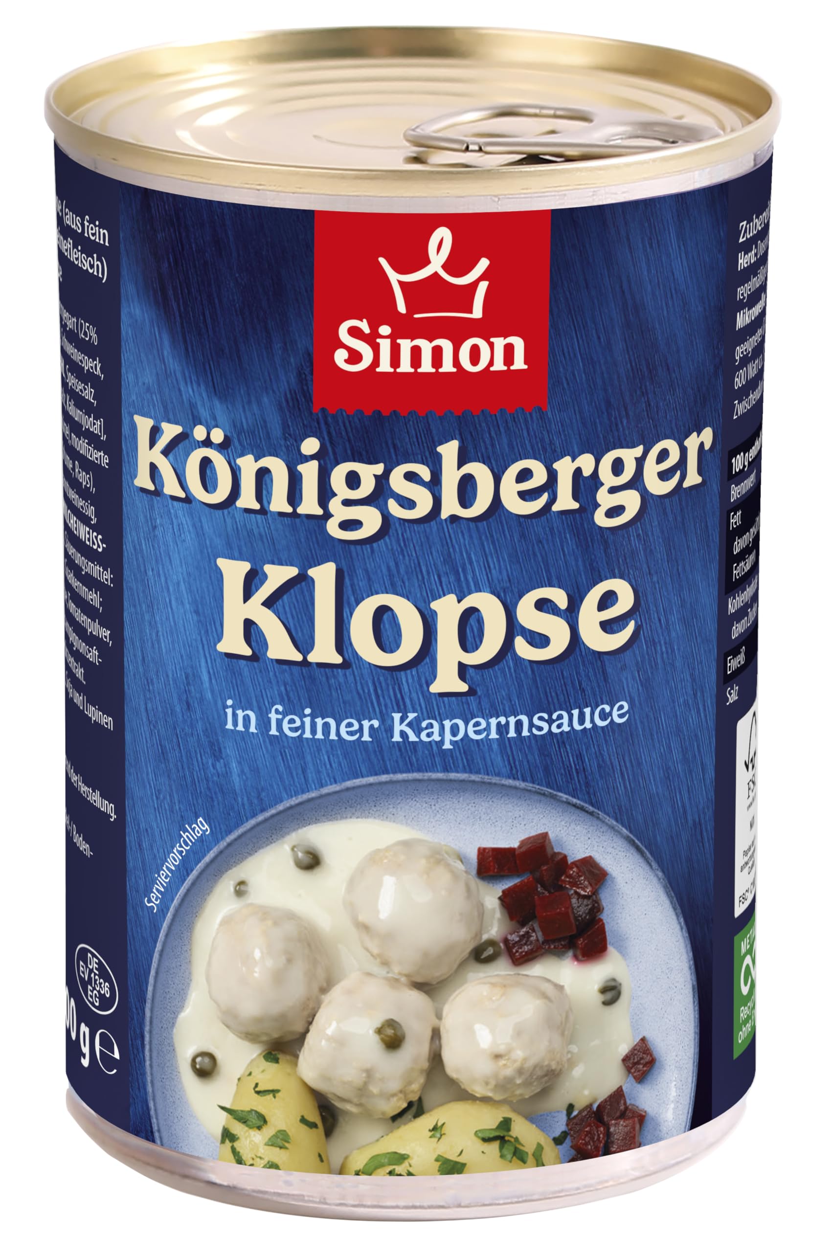 SIMON 4 Königsberger Klopse in Kapernsauce | traditionelle Rezeptur | 400g (Packung mit 10)