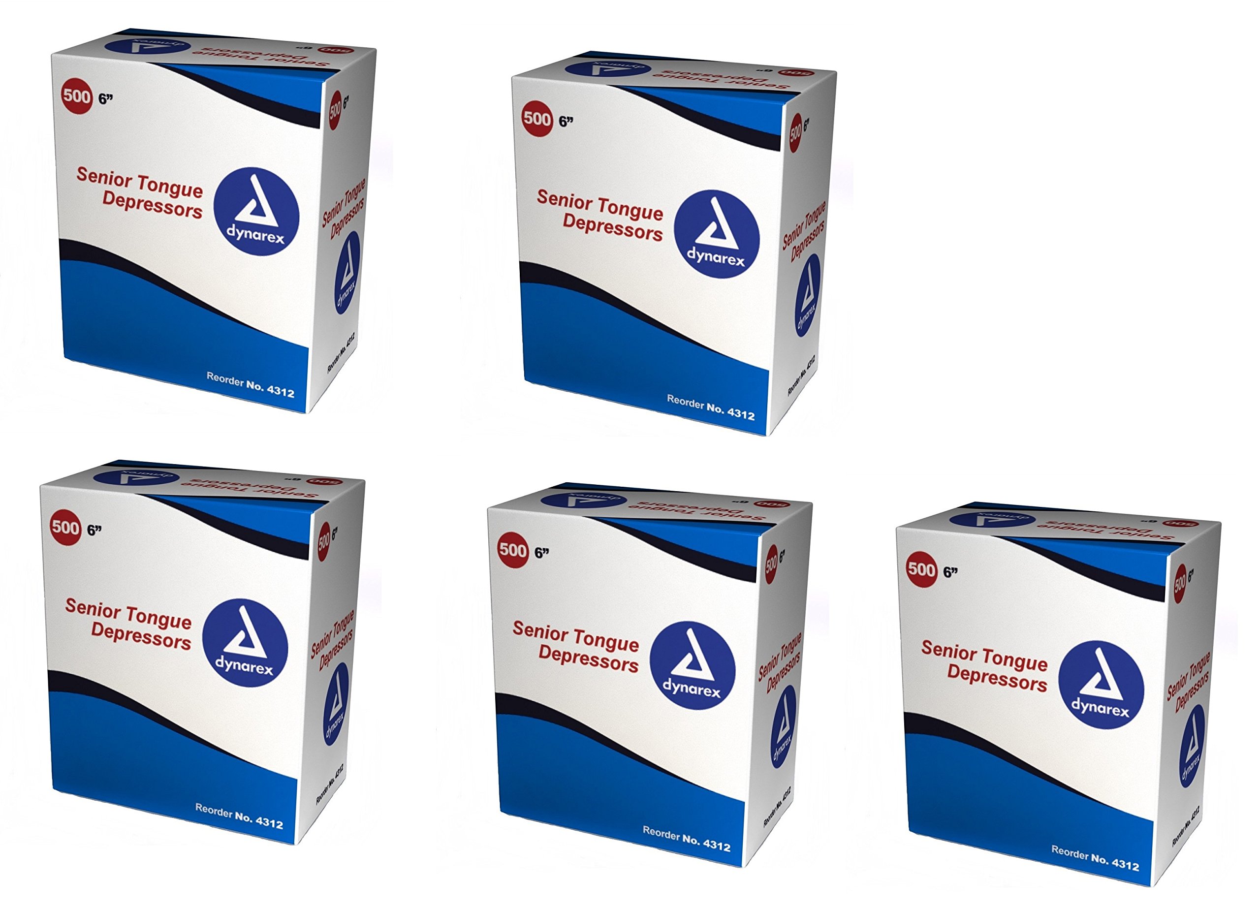 Dynarex QMWdpQ Tongue Depressor, Senior, 6 Inches, Non-Sterile, 500 Count (5 Pack)