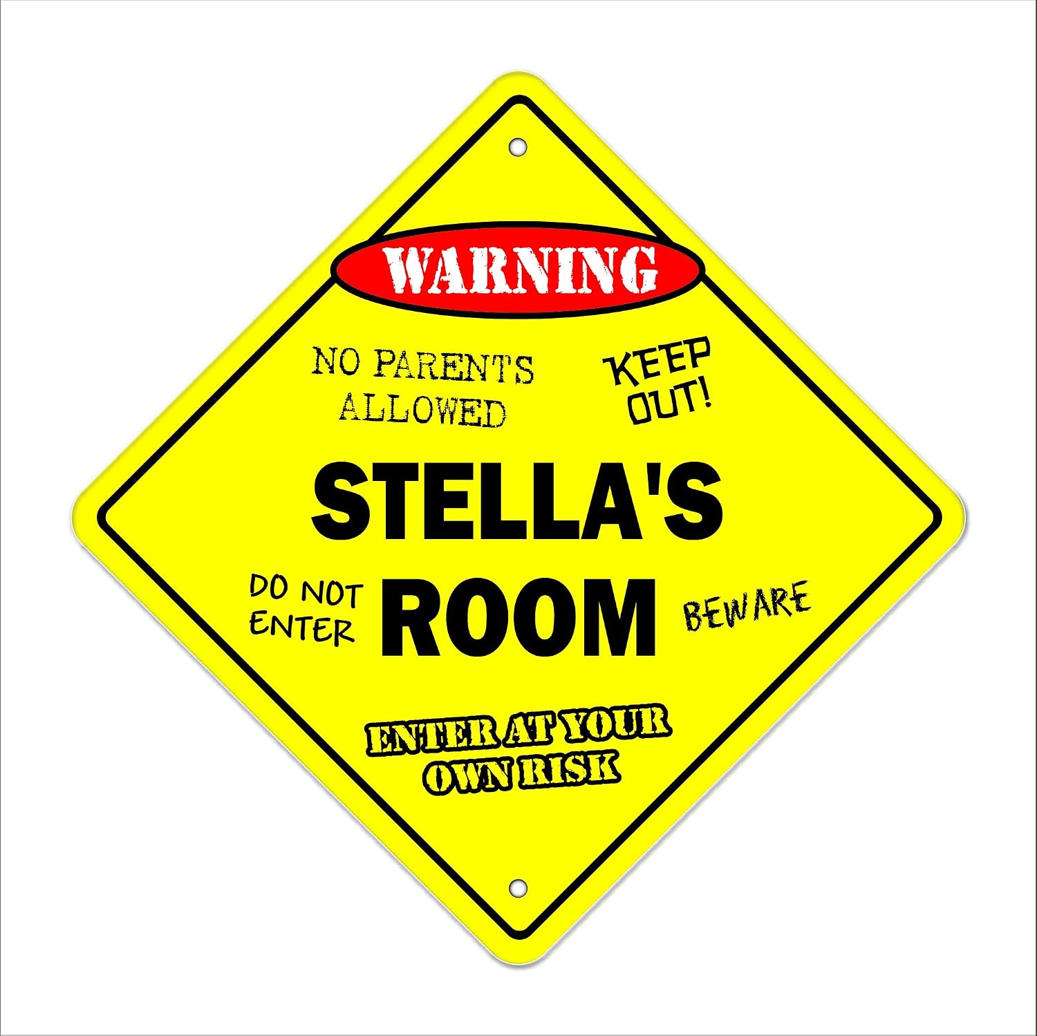 Stella's Room Sign Crossing Zone Xing | Indoor/Outdoor | 12" Tall Kids Bedroom Decor Door Children's Name boy Girl
