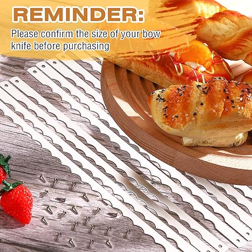 Miniatura 3 de Therwen Cuchillas de repuesto de acero inoxidable con tornillos para tartas, cuchillo de madera para cortar pan casero, 10.8 pulgadas (12 piezas)