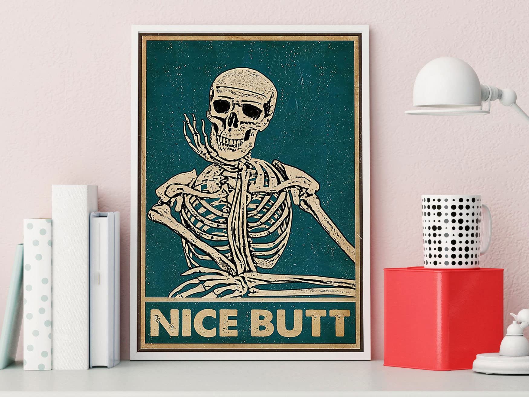 Skull Poster, Nice Ass Skull Vertical Poster, Funny Skull Poster, Skull Nice Ass Poster, Frameless Poster Wall Decor Art Tin Sign 12x16Inch