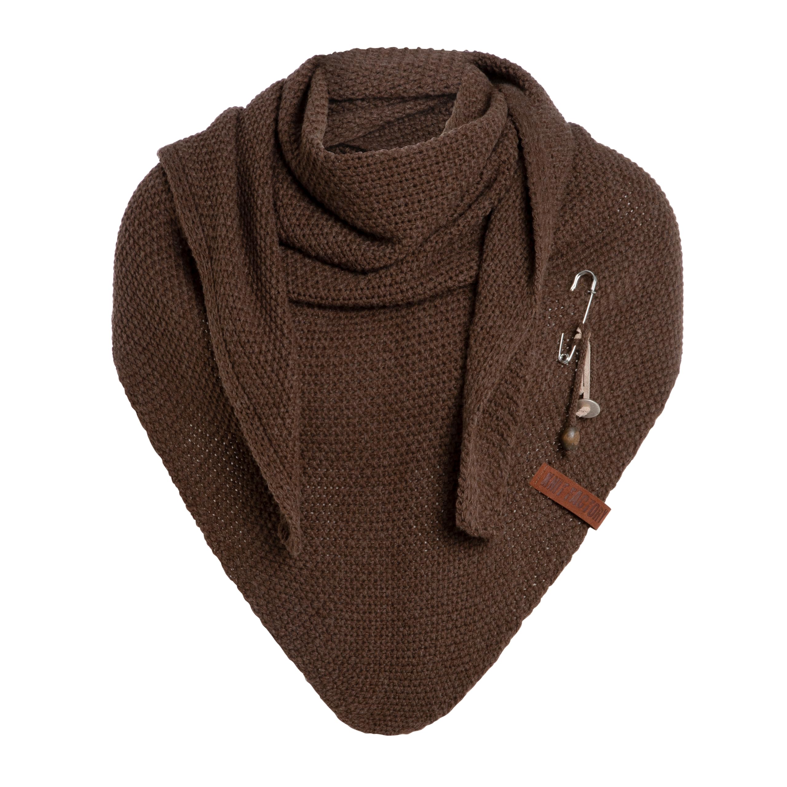 Knit Factory Women's Hazel - Coco Knitted Shawl - Premium Triangle Scarf - Chunky Winter Scarf - Scarf - Winter Shawl - Manufactured In Europe - Xmas Gift For - 190X85 Cm