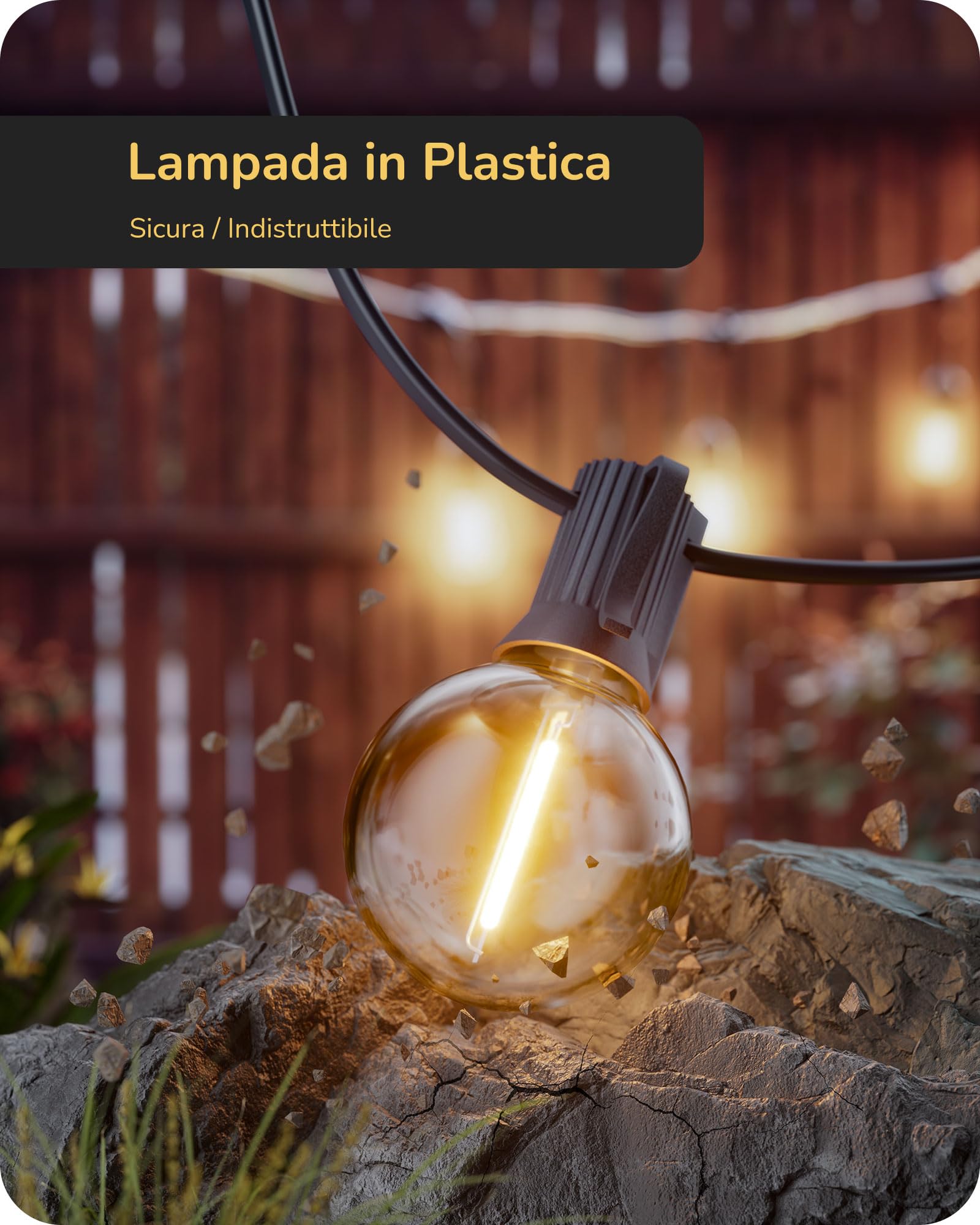 Avoalre Catena Luminosa Esterno 12M 30+3 G45 Lampadine Luci Giardino IP65 Impermeabile Collegabili Decorative per Casa Feste Matrimonio Gazebo Terrazza