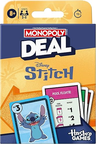 Monopoly Oferta Juego de cartas Disney Stitch Edition Basado en Lilo & Stitch de Disney Juegos infantiles con licencia oficial de Disney A partir