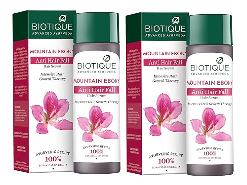 Biotique Bio Mountain Ebony Vitalizing Serum | Prevents Hair Fall & Soothes Scalp| Promotes Hair Growth | 100% Botanical Extracts | Suitable for All Skin Types | 120ml (Pack of 2)
