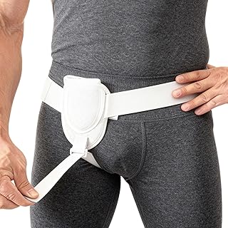 Inguinal Hernia Support Belt for Men, Post Surgery Men and Womens Hernia Support Truss for Inguinal, Groin Hernias, Adjustable Waist Strap, Comfortable SupportWhite,One Size