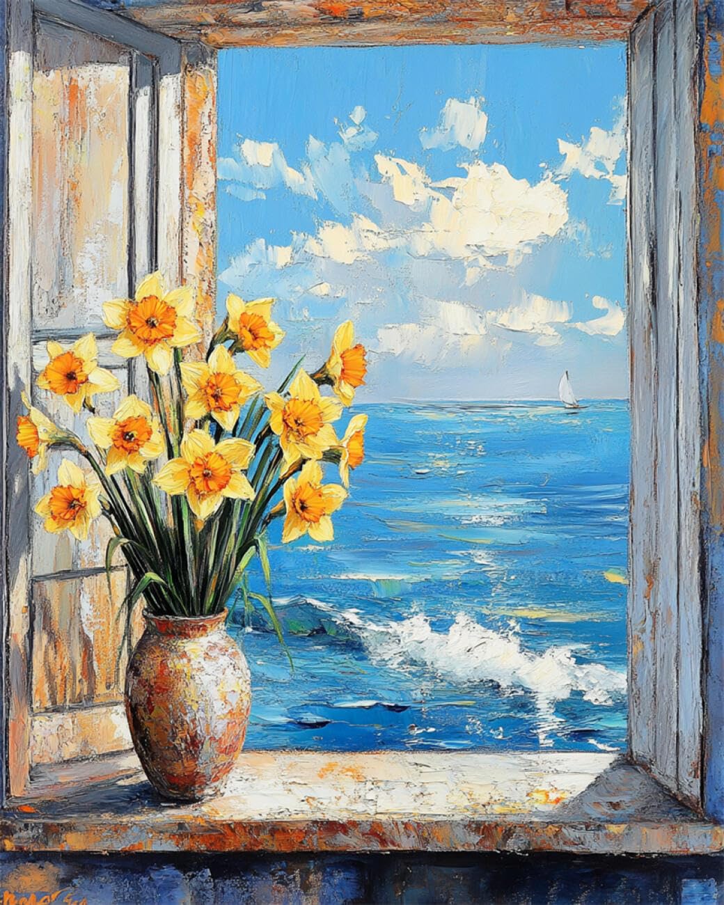 RKFLGEW 14CT Cross Stitch Kits for Adults Flowers By The Window Cross Stitch Starter Set for Adults DIY Needlepoint Kits Embroidery Patterns Home Decoration 40x50cm
