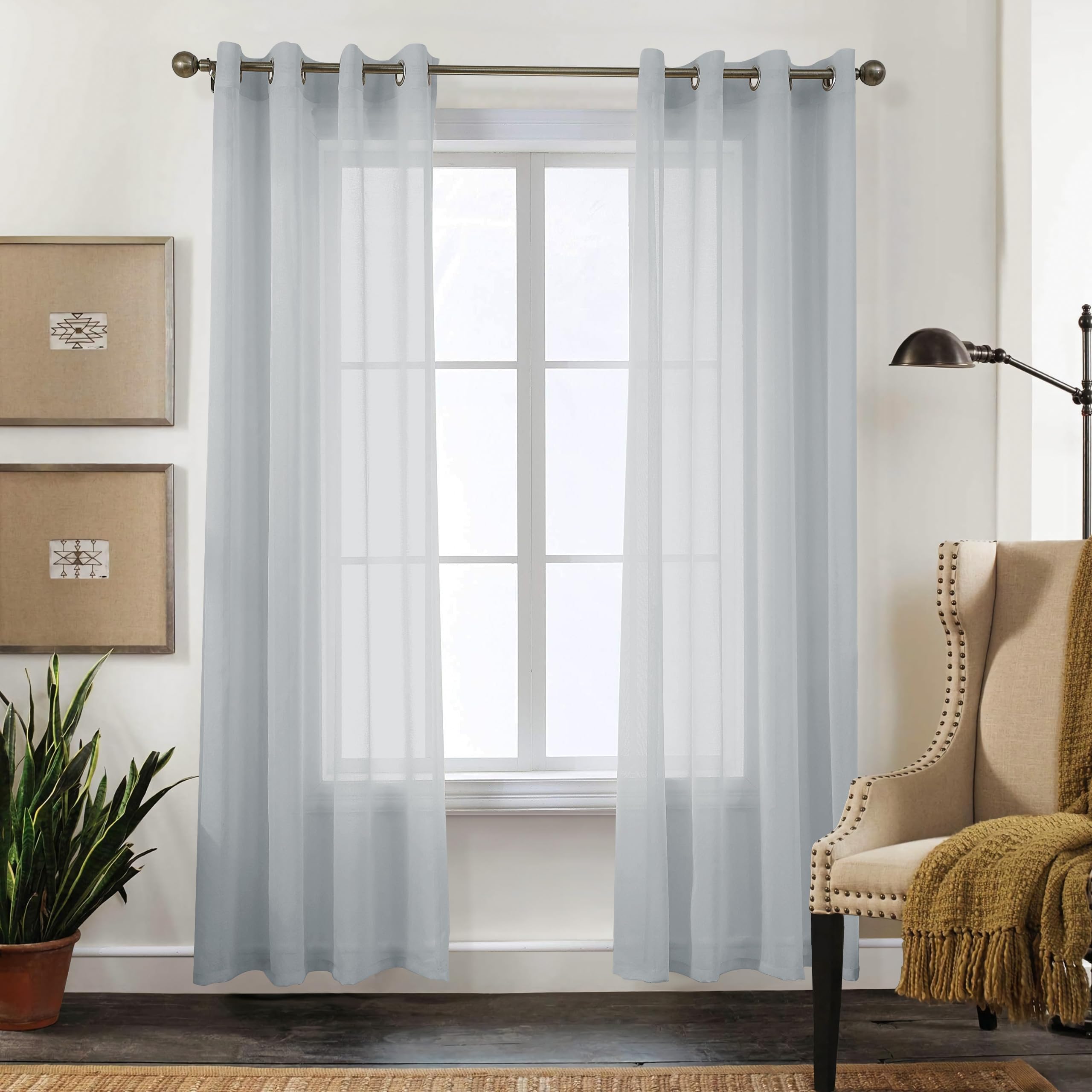 CUCRAF Transparente Gardinen mit ösen Sheer Voile Vorhänge Wohnzimmer & Schlafzimmer
