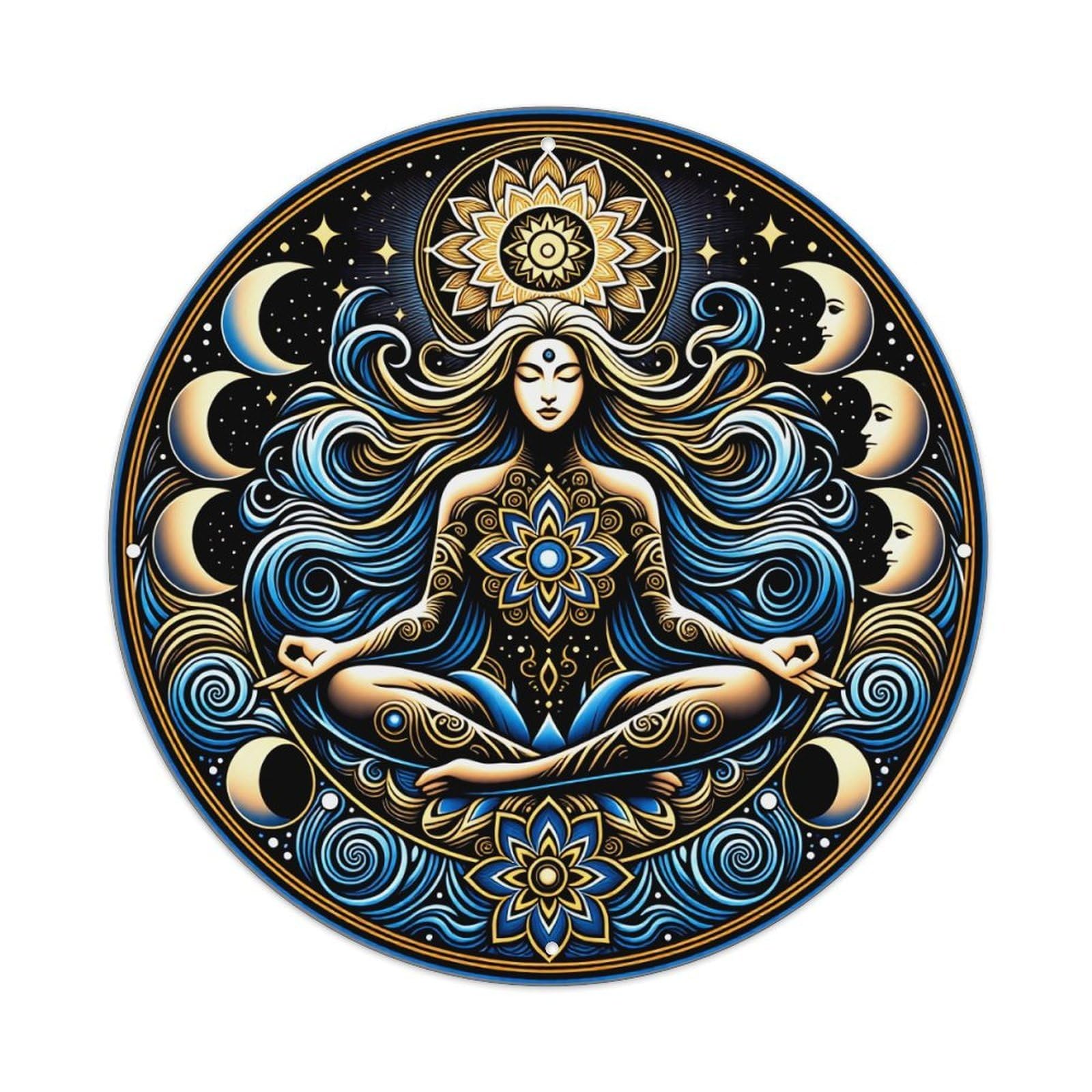 Mystic Woman Moon Phases Mandala Metal Tin Sign Vintage Garden Bedroom Cafe Bar Man Cave Home Wall Decor Metal Poster 8x8 inches