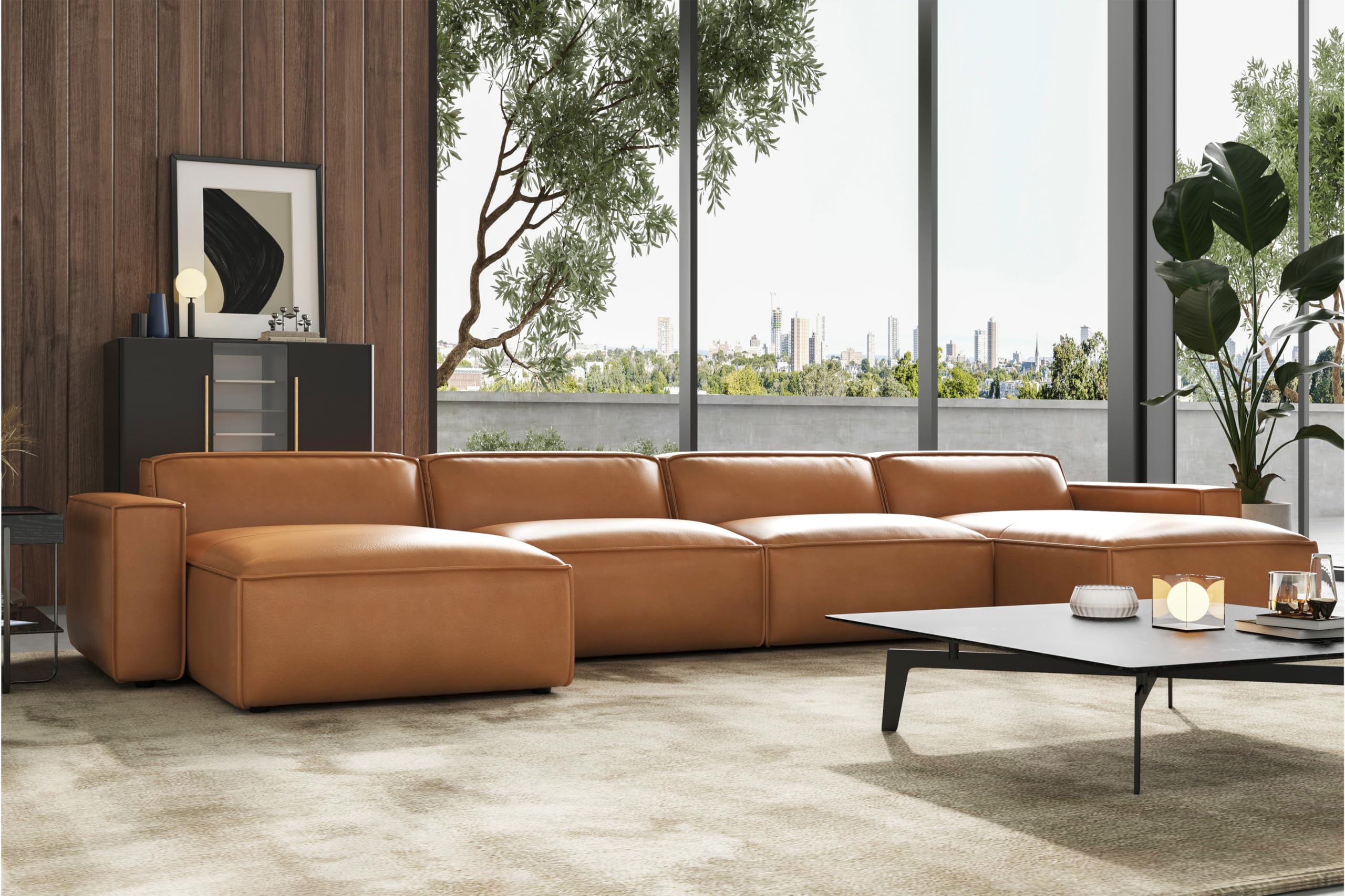 Valencia Nathan Full Leather 4 Seater Sofa with 2 Chaises | 100