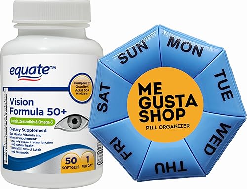 ME GUSTA SHOP Equate Vision Formula with Lutein 50+ Tablets Suplemento dietético, 50 unidades incluye organizador de píldoras