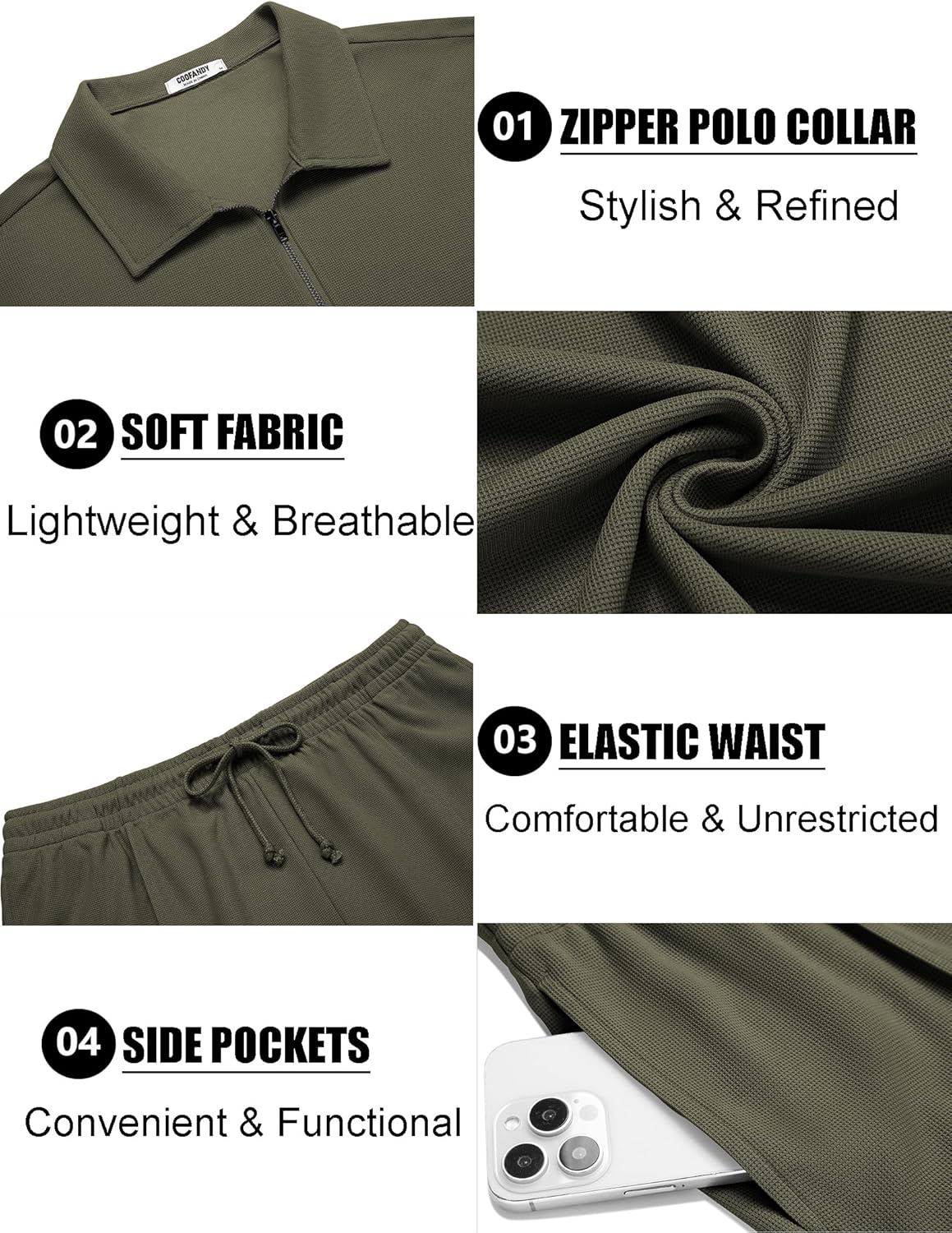 COOFANDY Men's Polo Shirt and Shorts Set 2 Piece Outfits Fashion Summer Casual Tracksuits - Image 6