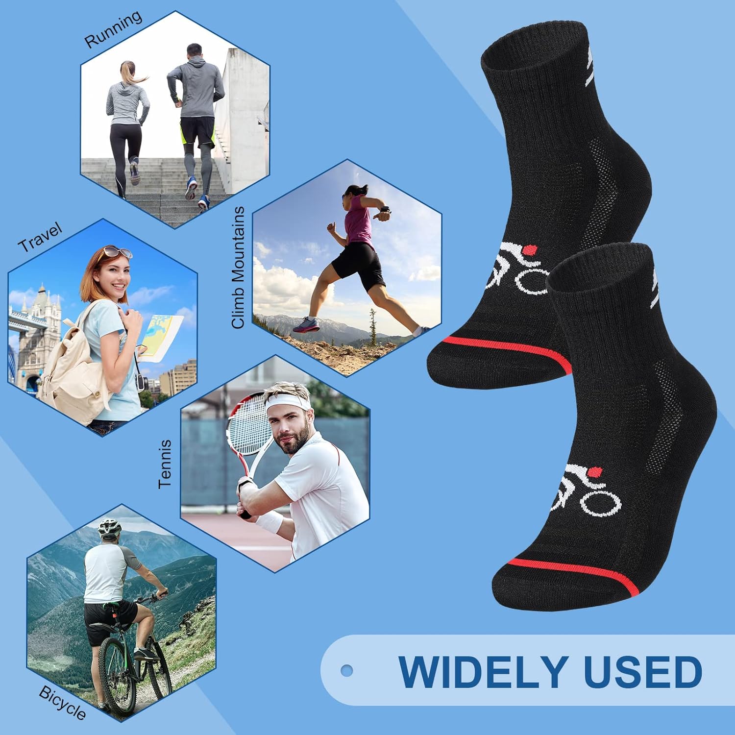 Bonuci 5 Pairs Mens Cycling Socks Sports Bike Socks Unisex Nylon Colorful Athletic Socks Breathable Cycling Gifts for Women - Image 6