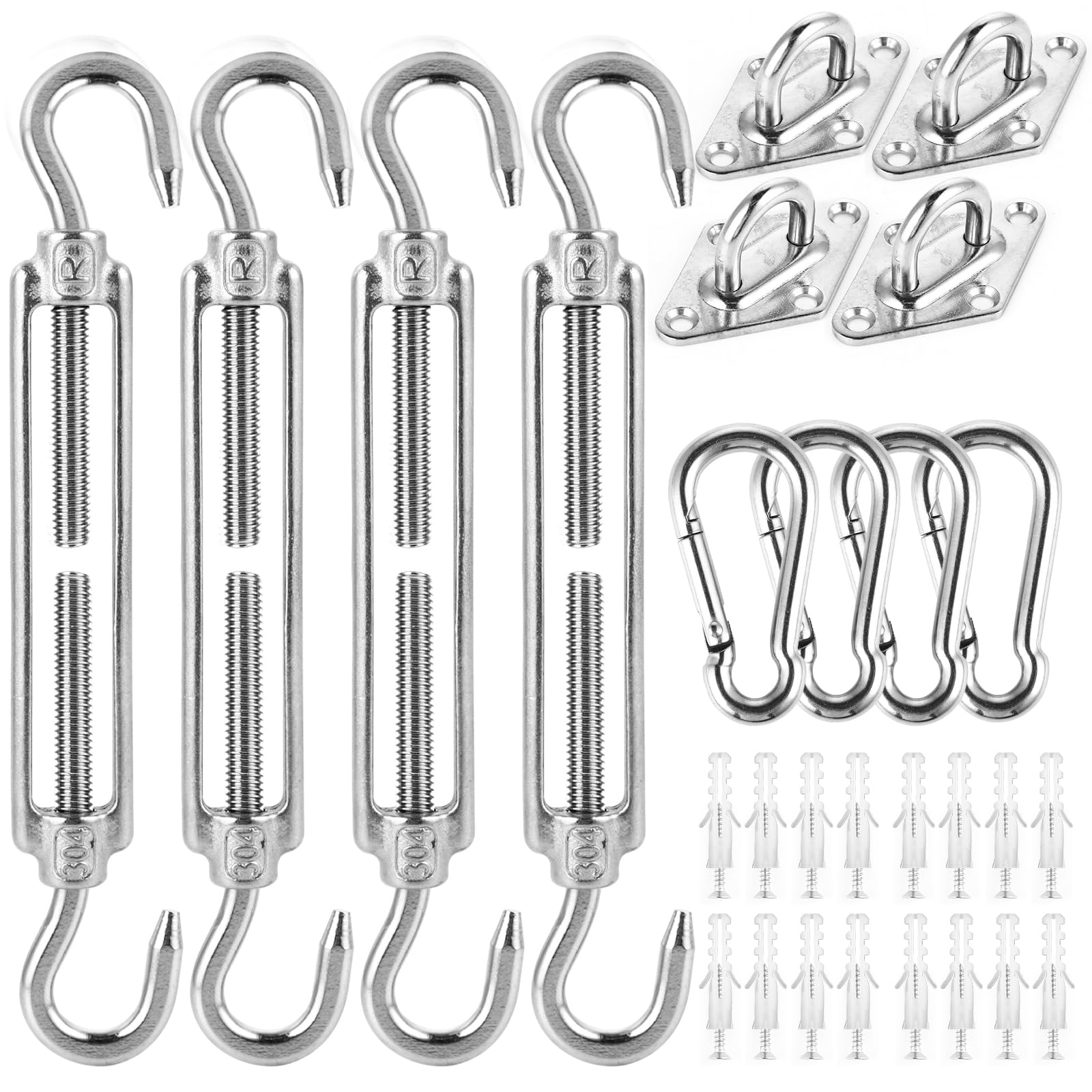 Juego de Accesorios de Toldo M6 - Accesorios de Acero Inoxidable Kit de Montaje de Toldo - Juego de Accesorios para Triángulo y Escuadra - Accesorios de Fijación para Vela Sun Shade