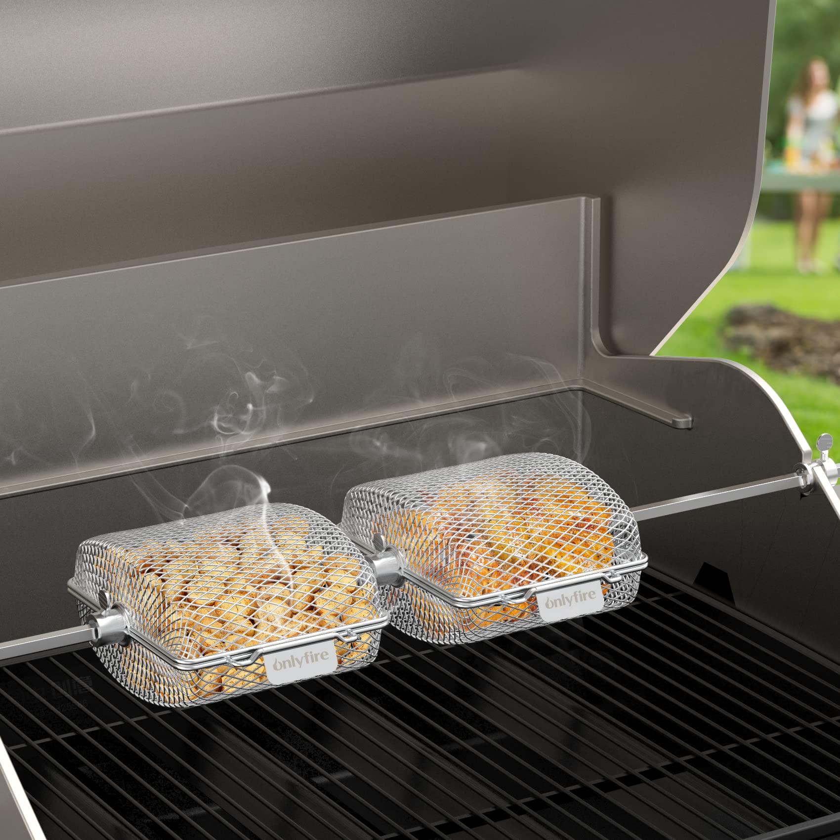 Rotisserie Chicken Onlyfire 2-Pack Rotisserie Baskets Universal