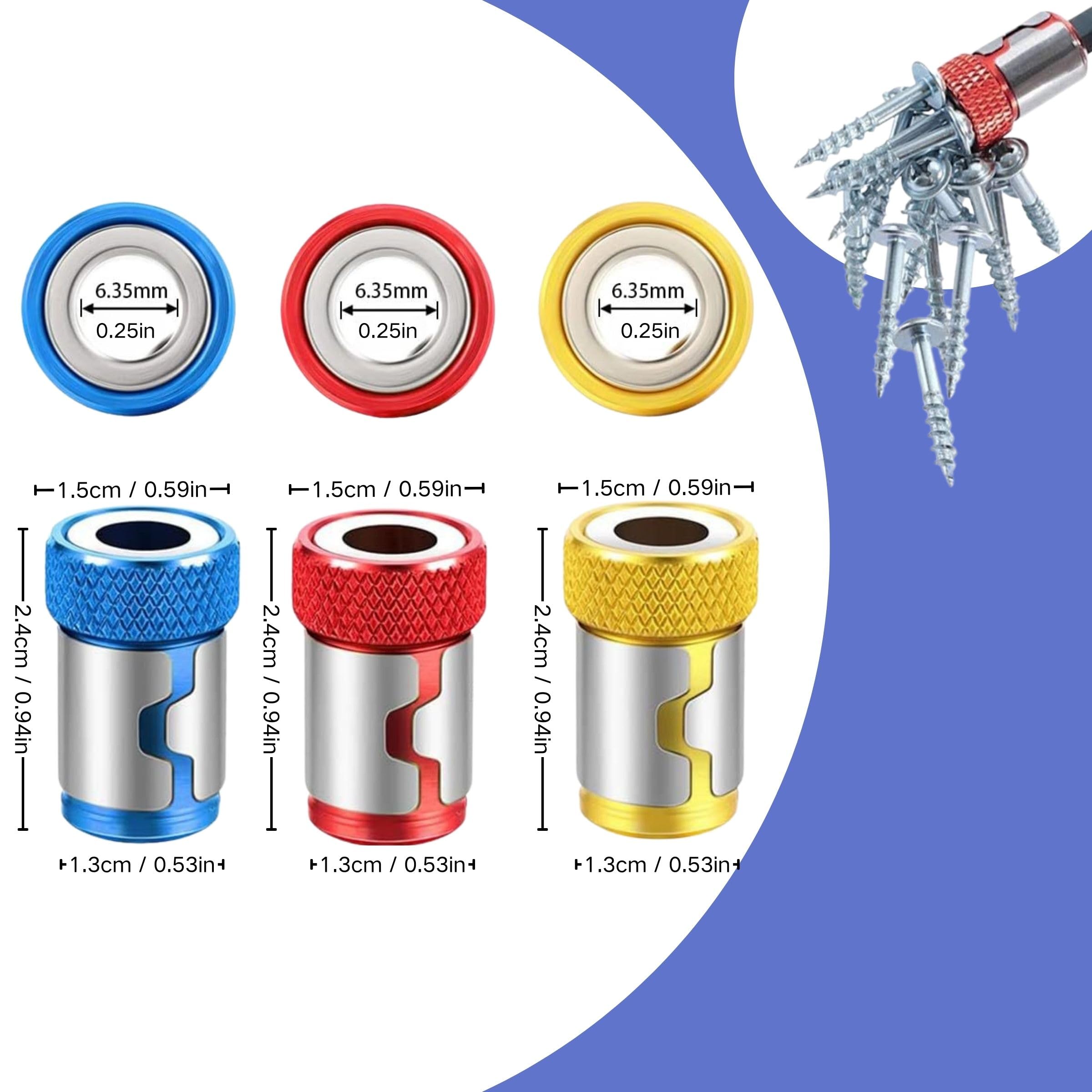 6 anelli magnetici a testa per cacciavite, 2025, con magnetizzatore universale, rimovibile, per cacciavite esagonale e punte di alimentazione (mix)