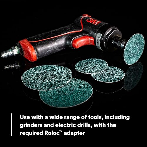 Miniatura 5 de 3M Green Corps Roloc Disc 36535, grano 60+, 3 pulgadas, paquete de 25 discos resistentes de cambio rápido para moler, eliminación de recubrimientos,