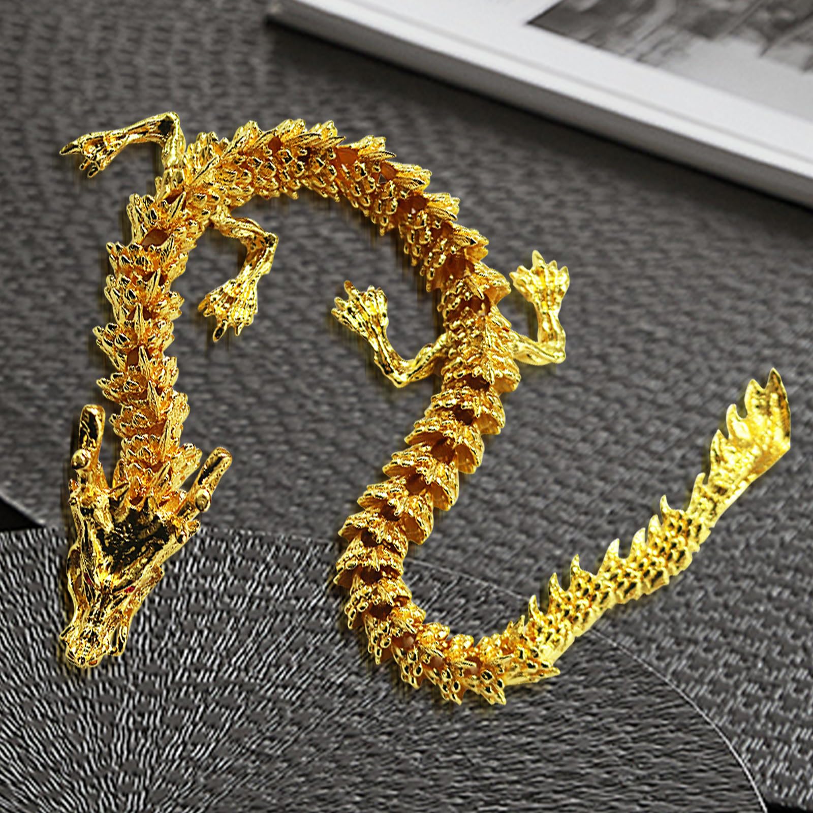 ドラゴン 置物 L(大)開運 金龍モチーフ 玉持ち龍神(ドラゴン)置物 高さ約125mm