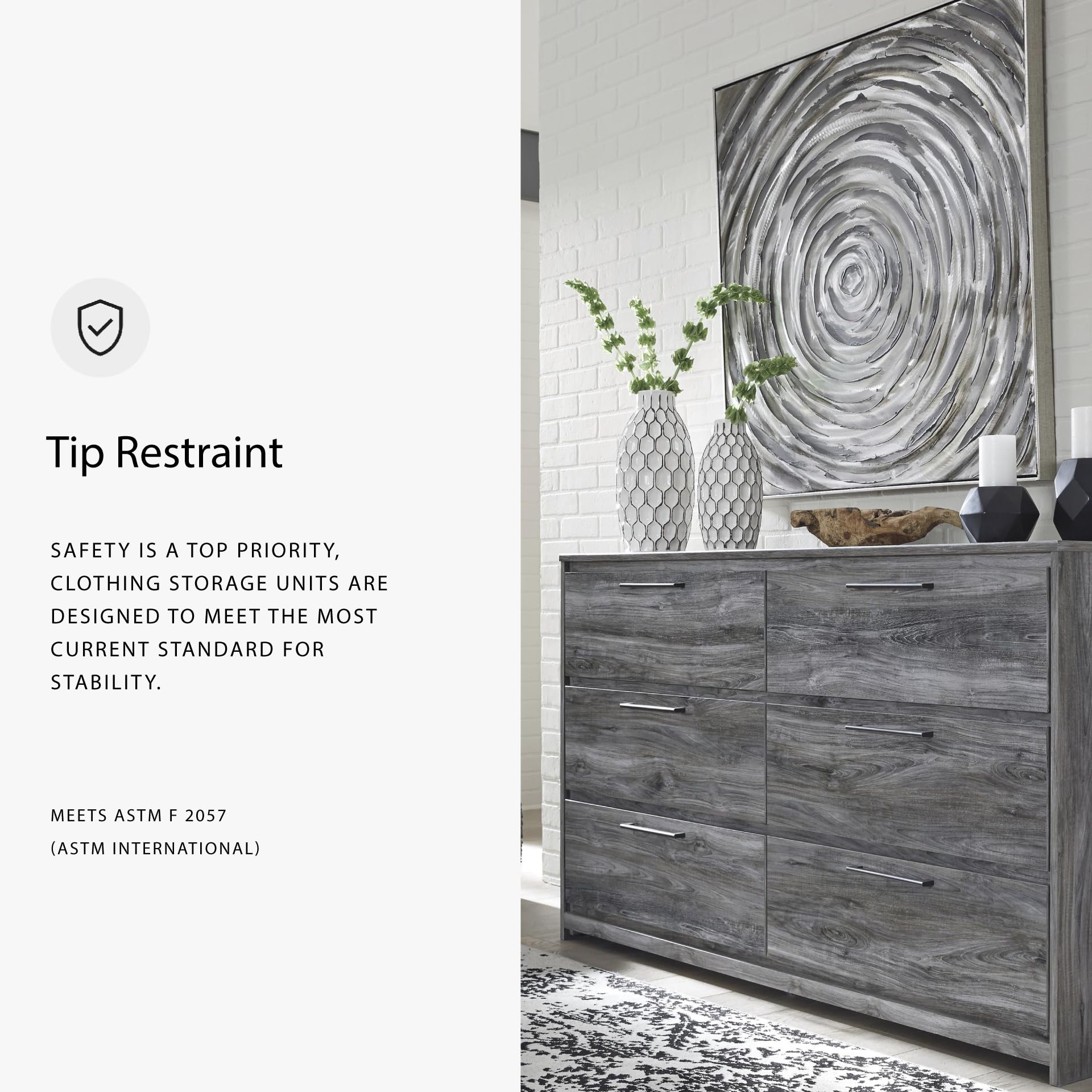 ashley furniture grey dresser Signature Design by Baystorm 6 Drawer Bedroom Dresser, Smoky Gray while its stylish accents Color:Moroccan Blue pique Plus Size Dress for