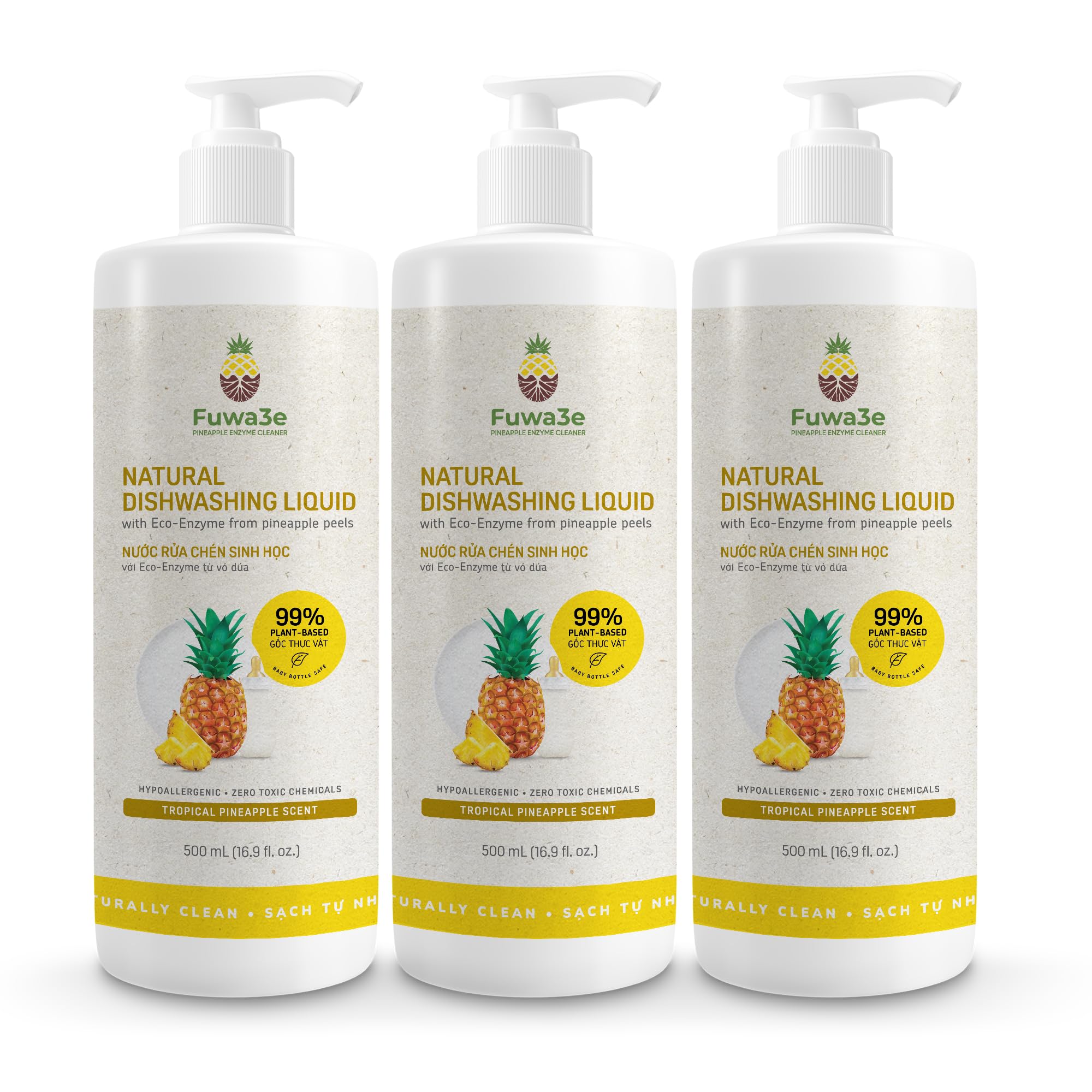 Amazon.com: Fuwa3e Pineapple Enzyme Cleaner Natural Dish Soap Tropical  Pineapple Scent - 16.9oz 3 Pack - 99% Plant Based Dish Soap Liquid -  Hypoallergenic Dish Soap from Discarded Pineapple Peels : Health & Household