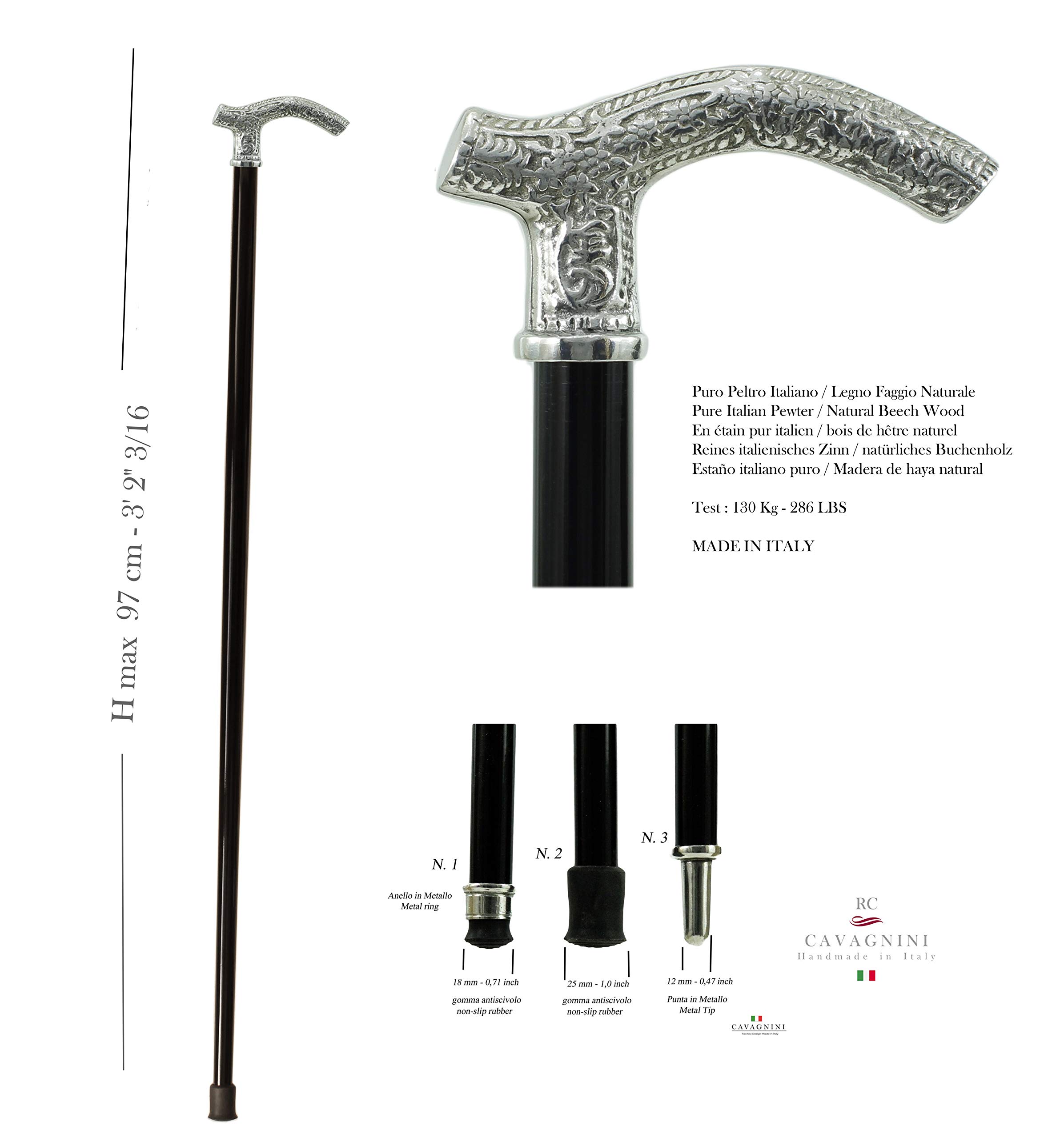 Bastón de Paseo de Madera para Ancianos Hombre y Mujer, Elegante y Robusto único Hecho a Mano en la Barriga CAVAGNINI Italia (POMOLO Leone)