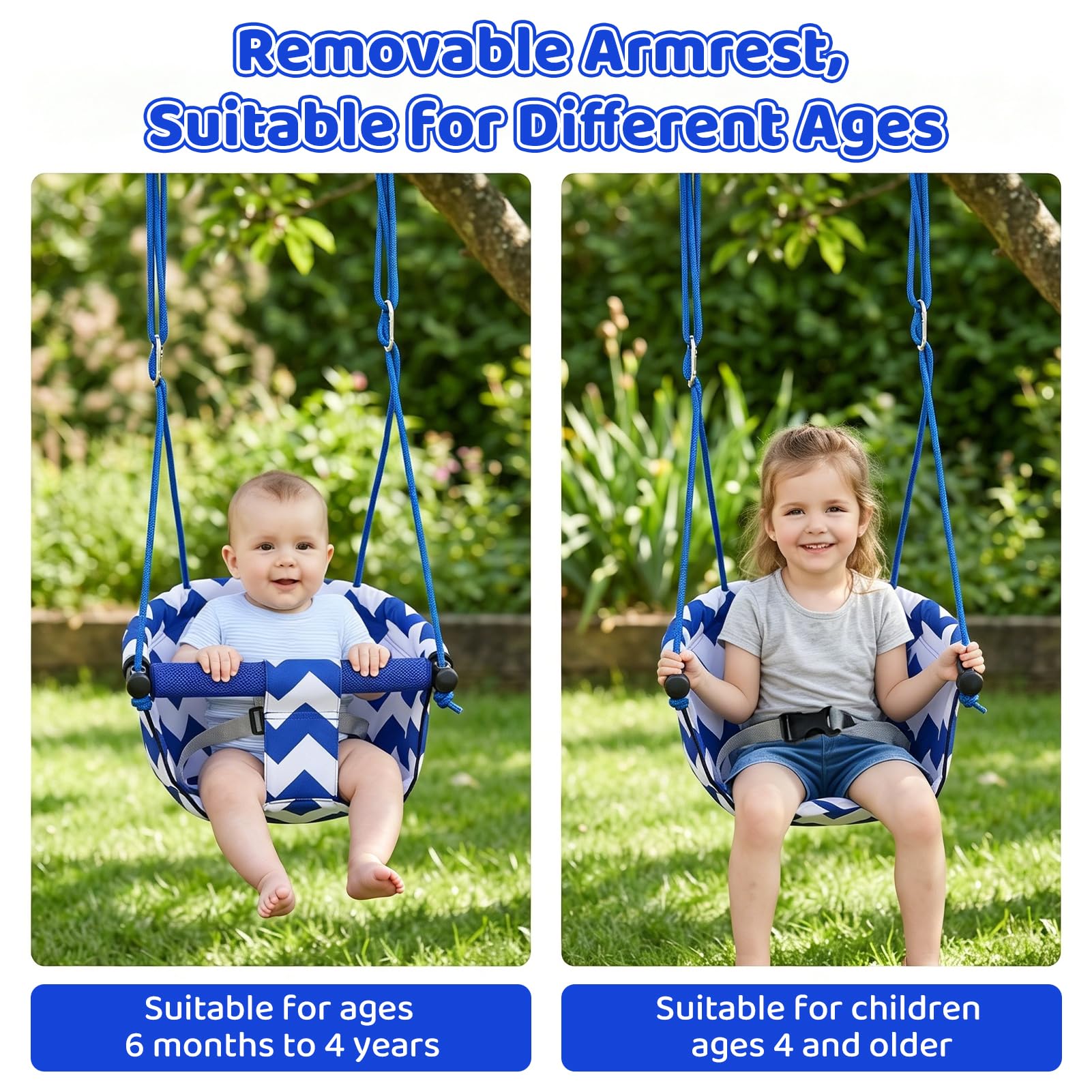 Asiento de columpio para niños pequeños, columpio para niños con cinturón de seguridad suave, asiento de columpio de seguridad de cuerda ajustable, asiento de columpio para juegos sensoriales para