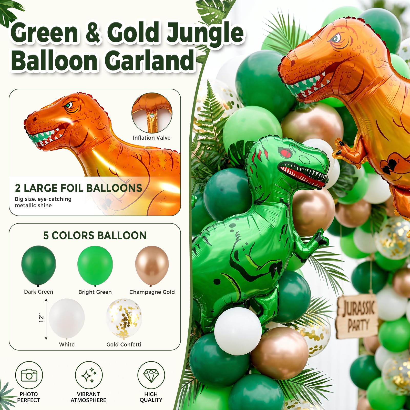 LovesTown Dinosaur Birthday Party Decorations Kit for Kids, 132PCS
