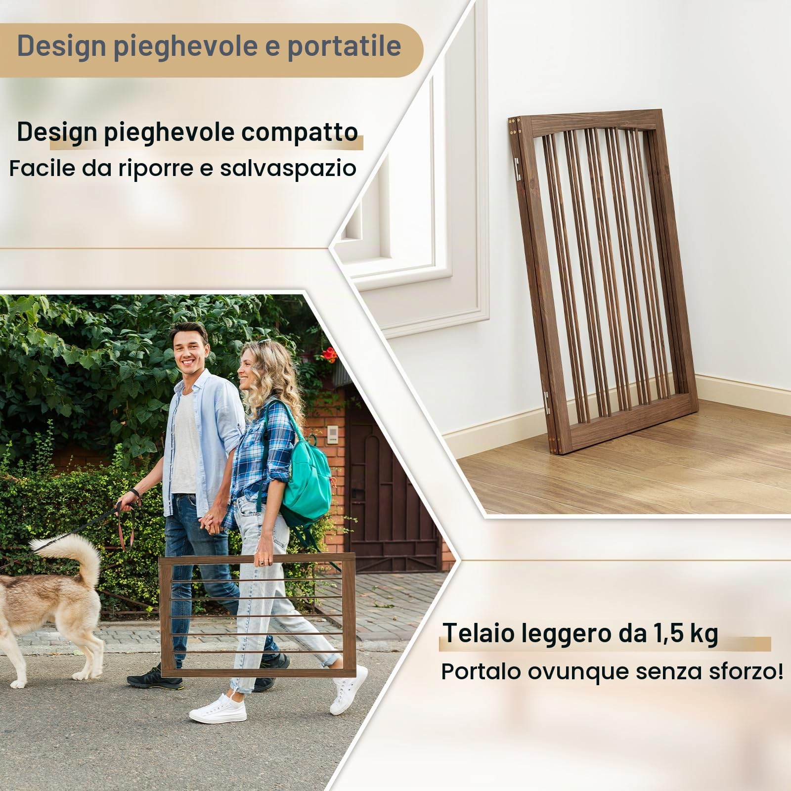SOARS Cancelletto per Cani Pieghevoli 159 x 76 cm (Marrone)