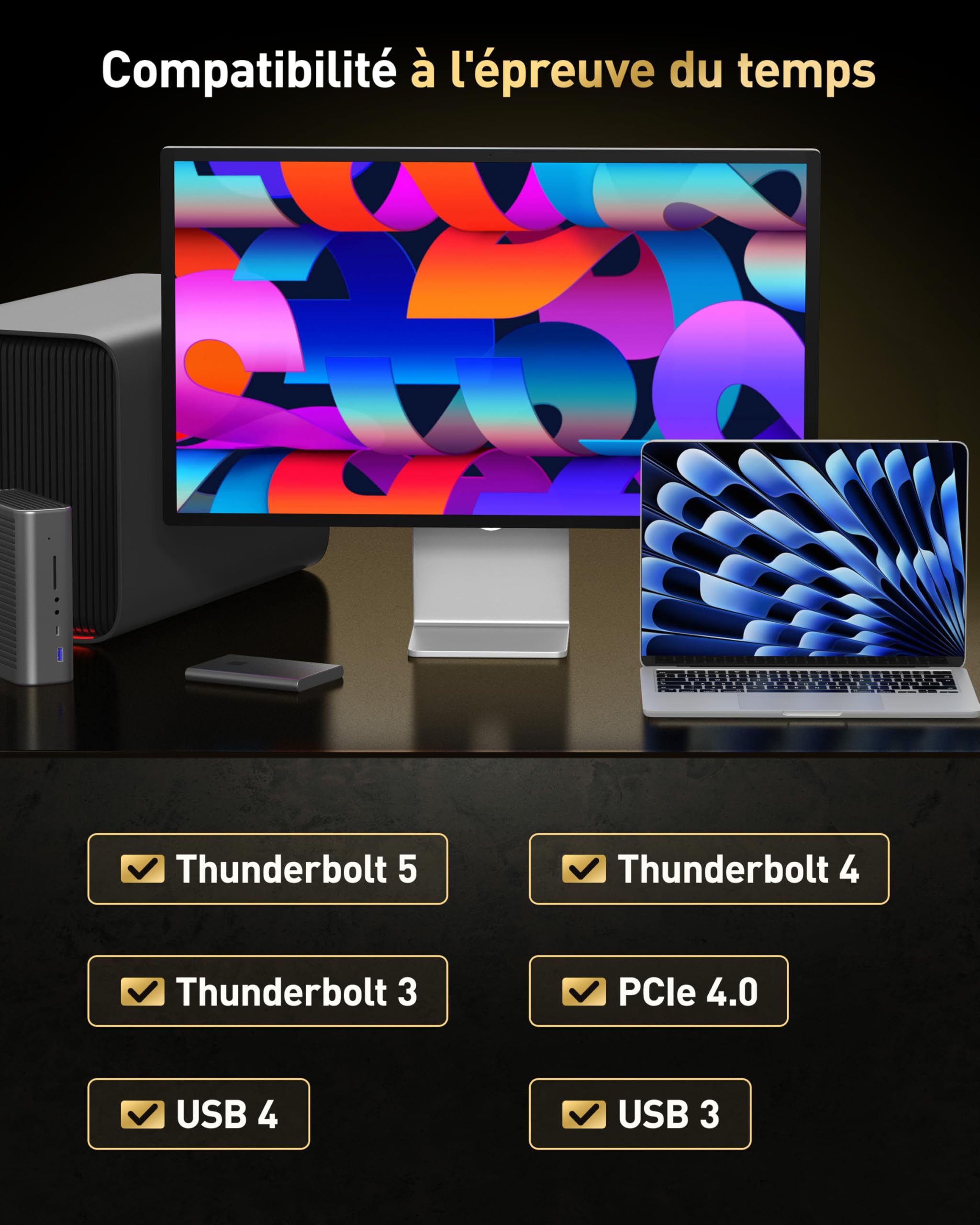 Maxonar Câble Thunderbolt 5 1,2 m 80 Gbit/s,bande passante jusqu'à 120 Gbit/s pour une charge 16K/Dual 8K et 240W,Compatible avec Thunderbolt 4/3, MacBook M4 Pro,USB 4 et autres périphériques USB C