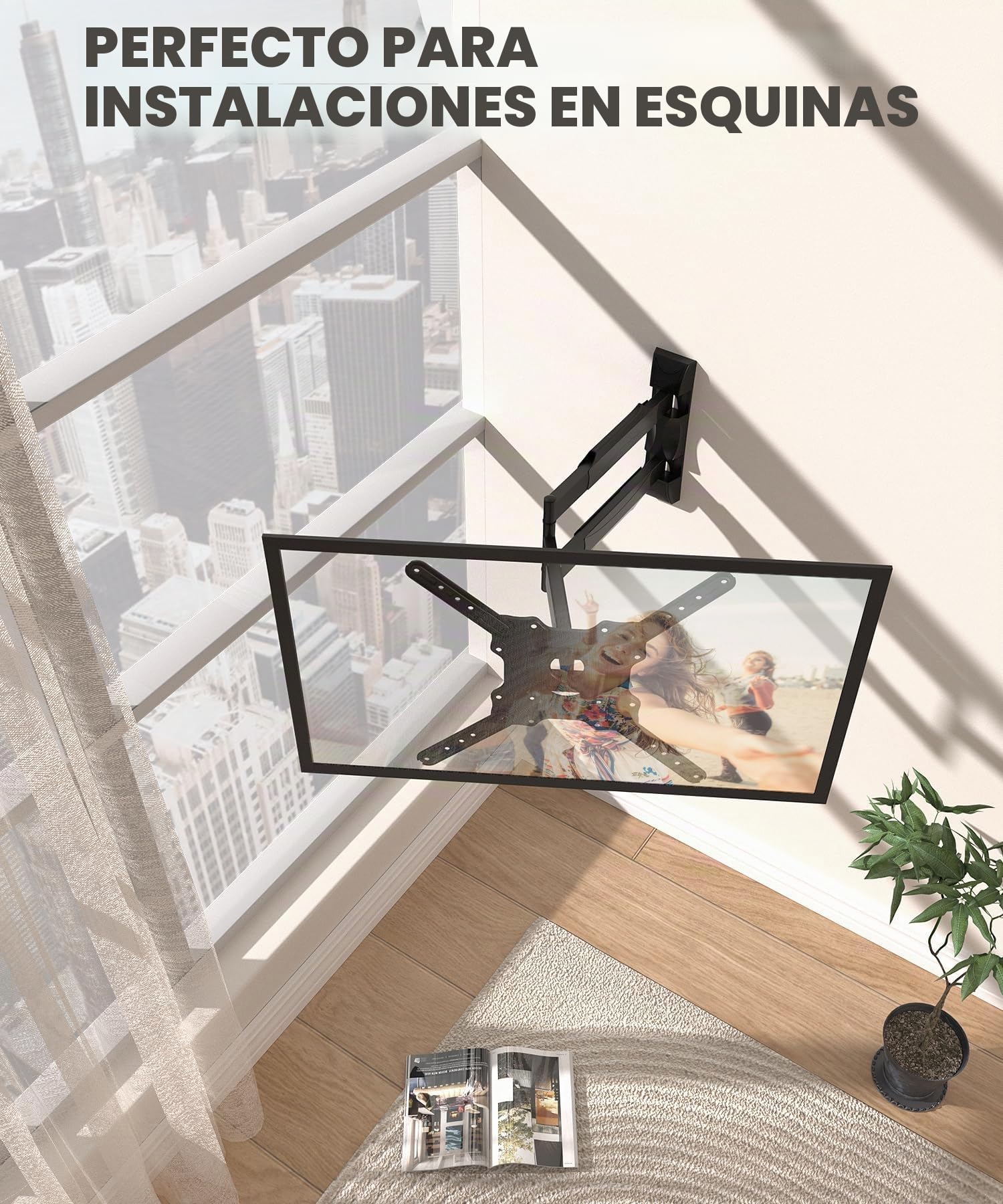 Soporte Pared TV de 32 a 65 Pulgadas, Soporte Television Brazo Largo 720mm | Inclinable y Giratorio, Máx VESA 400 x 400 mm, Soporta hasta 35 kg