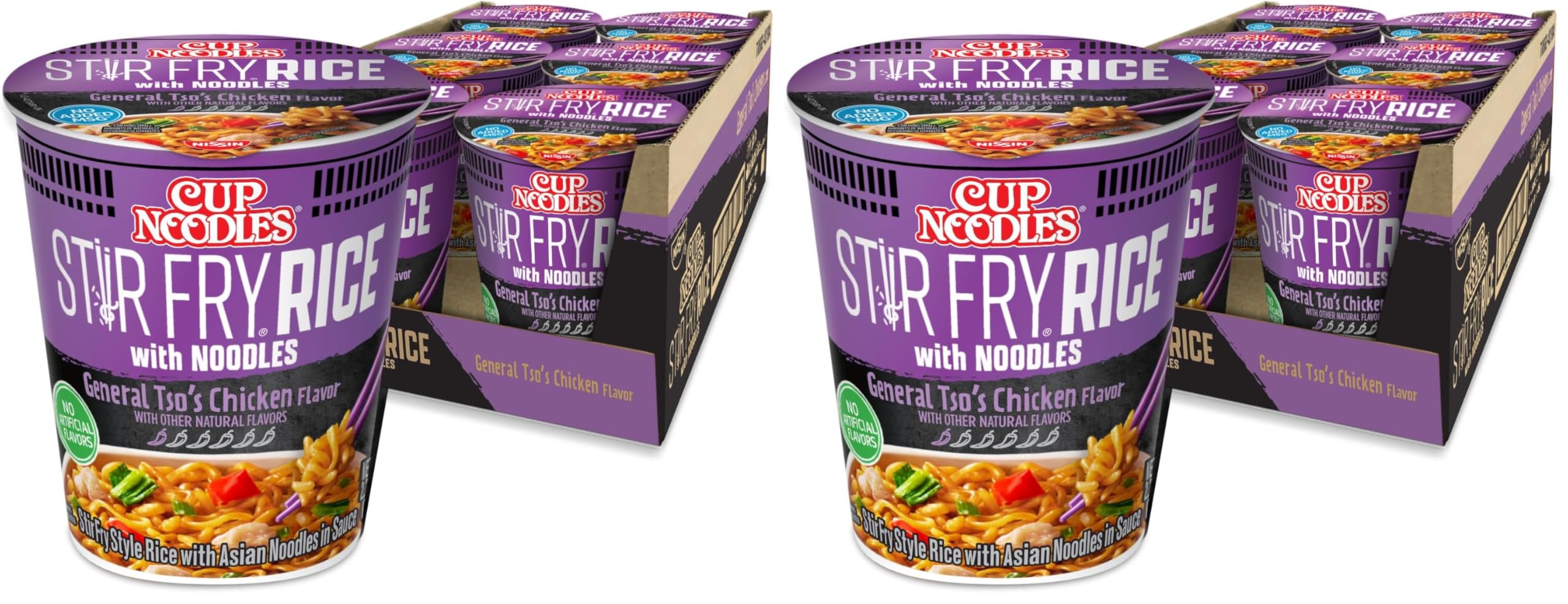 NISSINCup Noodles Stir Fry Rice with Noodles, General Tso's Chicken, 2.68 Ounce (Pack of 12)