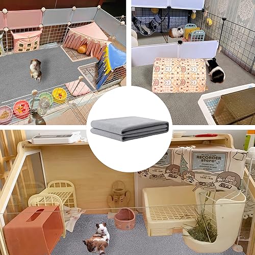 Miniatura 5 de GINIDEAR Forro de jaula de conejillo de indias, lavable y reutilizable, a prueba de fugas, almohadillas de forro polar para conejillo de indias para