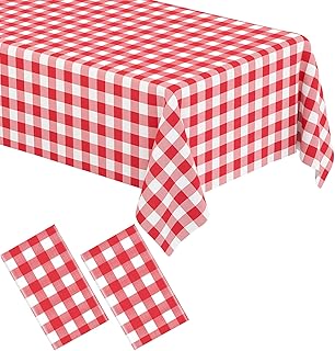 WNINK 2 Pack Red Gingham Tablecloth Rectangular Red and White Checkered ...