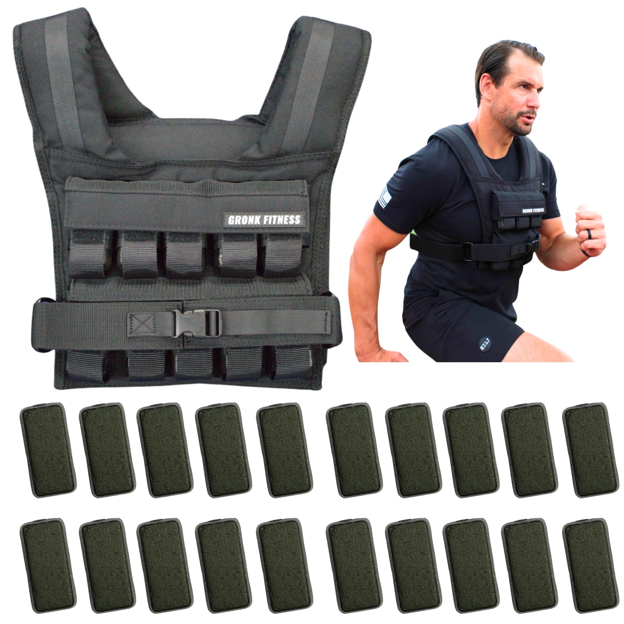 Gronk Fitness Weighted Vest Heavy Duty Workout Vest for Men Women Adjustable Weight Vest for Strength Training Calisthenics