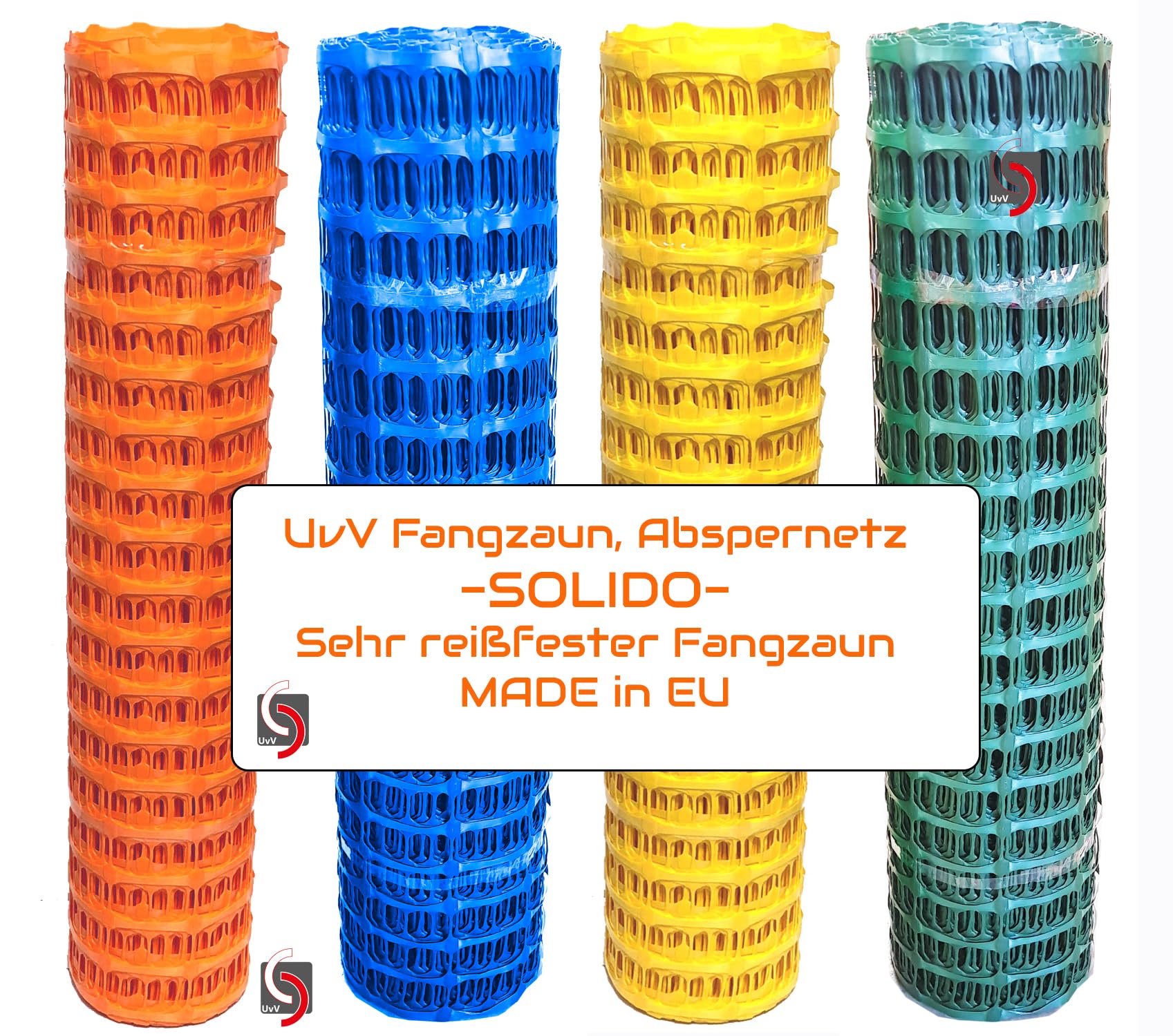 Fangzaun UvV SOLIDO Warnzaun Absperrnetz Bauzaun Kunststoff Rolle 50 x 1m | 7,5kg pro Rolle (Grün)