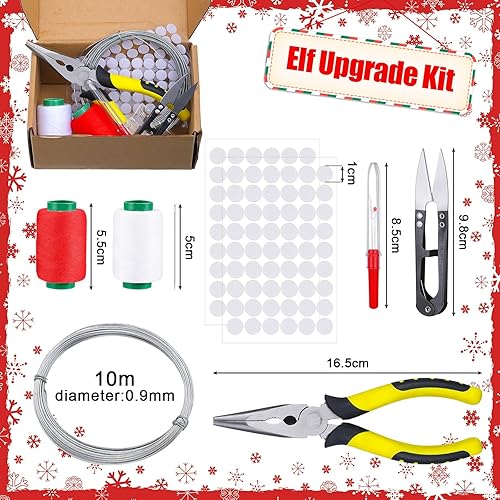 Miniatura 3 de Kit de actualización de 8 piezas de Navidad para hacer que tu elfo sea flexible y flexible, incluye desgarrador de costuras, hilo para coser,
