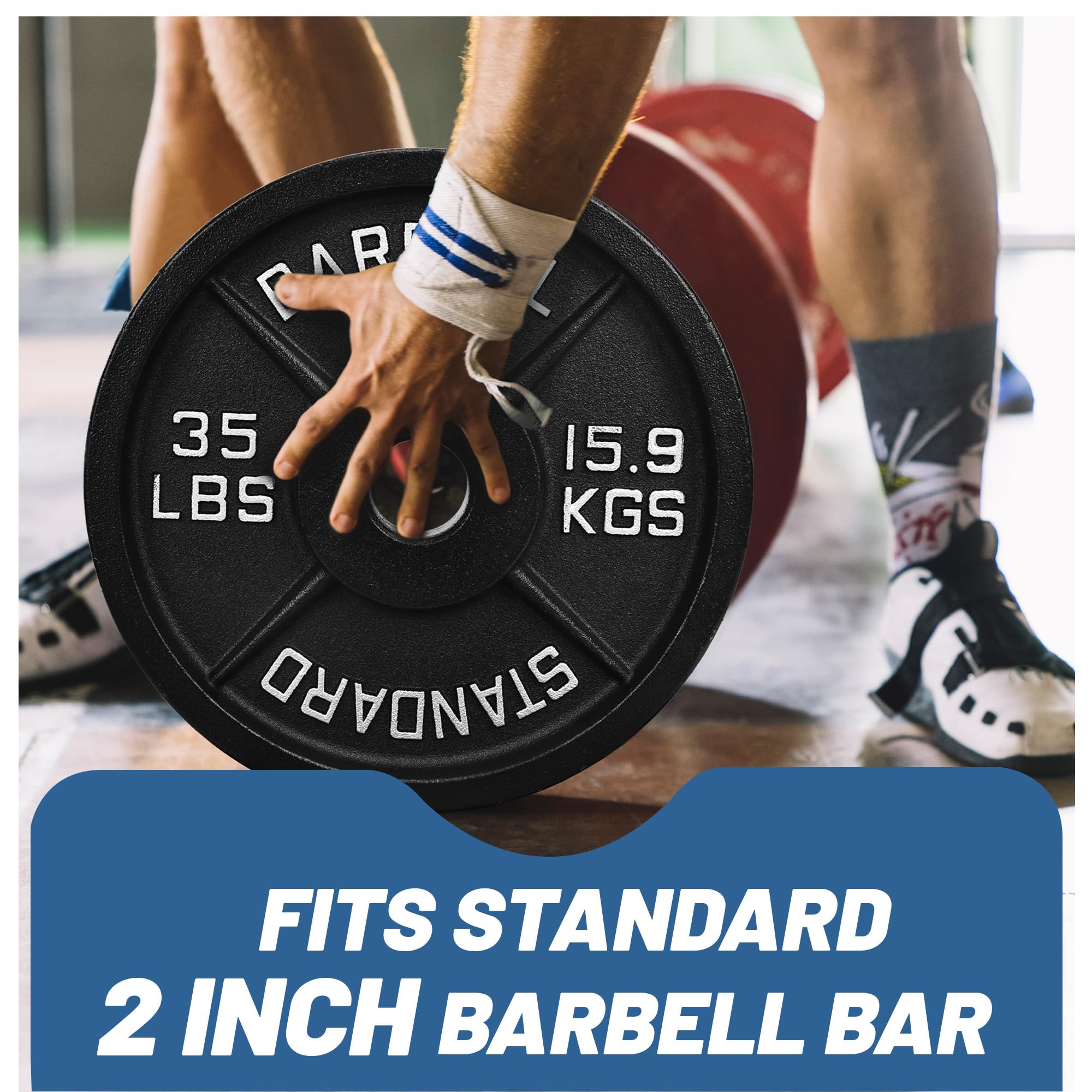 Snapklik.com : 35LB SinglePro-Style Cast Iron Gym Plate 35 LB Weight