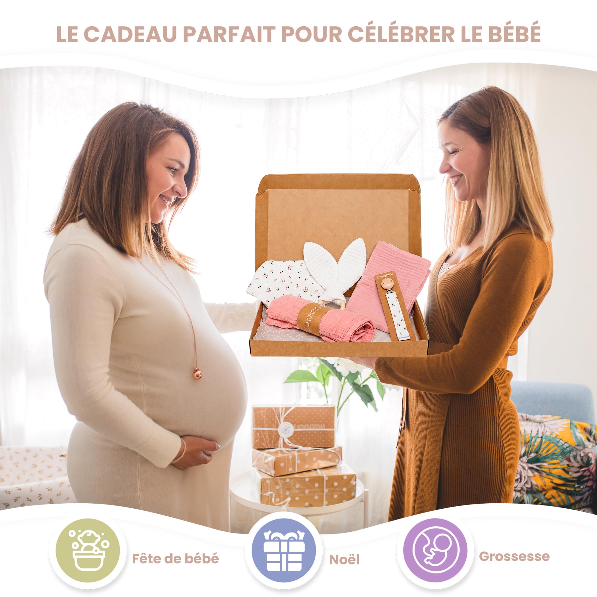 MIMUSELINA Coffret Naissance Fille ou Garçon | Coffrets Cadeaux pour Bébé | Coffret de Naissance Mixte pour Cadeau Nouveau Né | Disponible en Différentes Tailles | Provenza, Small